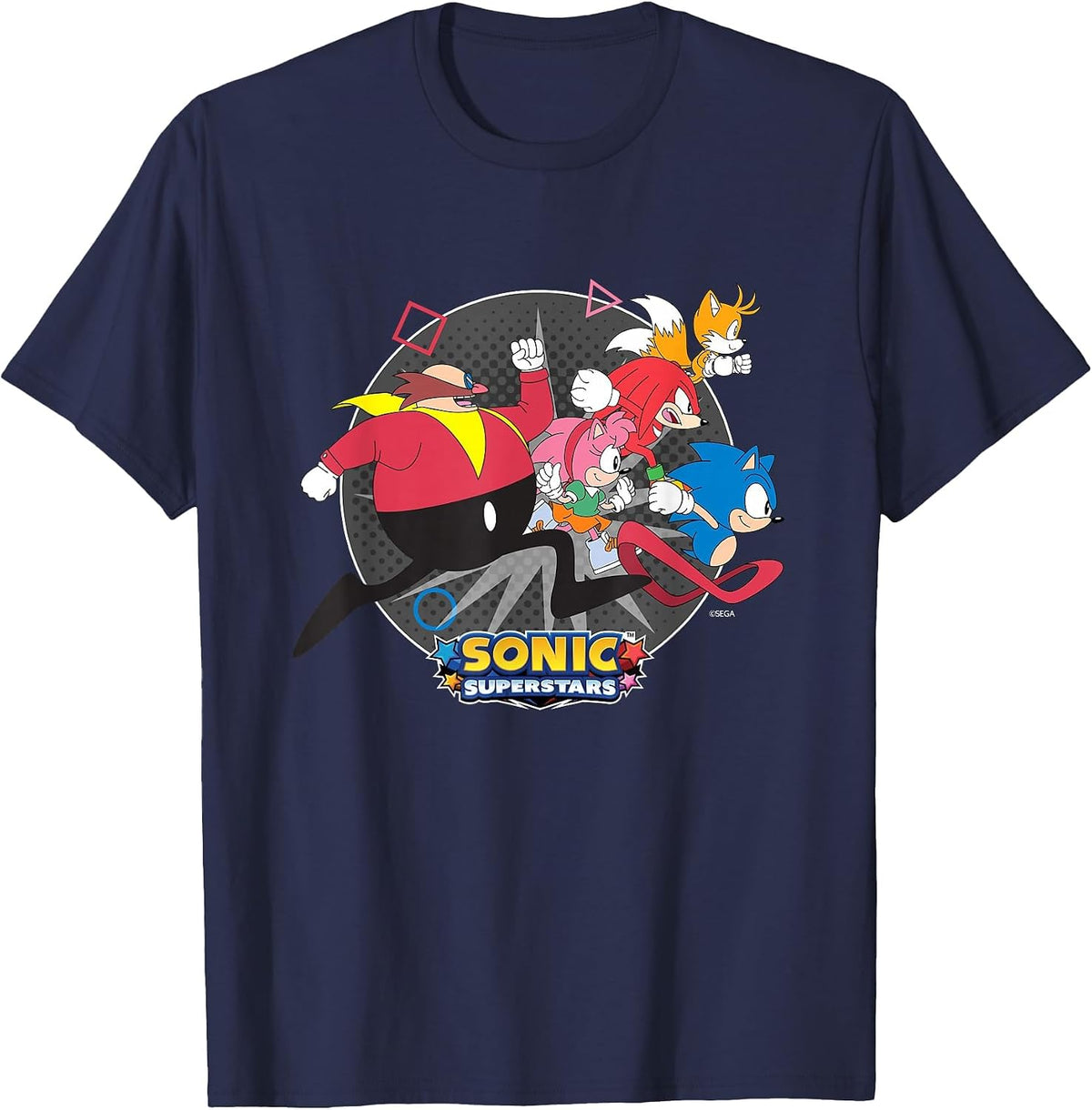 Sonic the Hedgehog, Sonic Superstars - We All Run Fast T-Shirt - Navy Blue