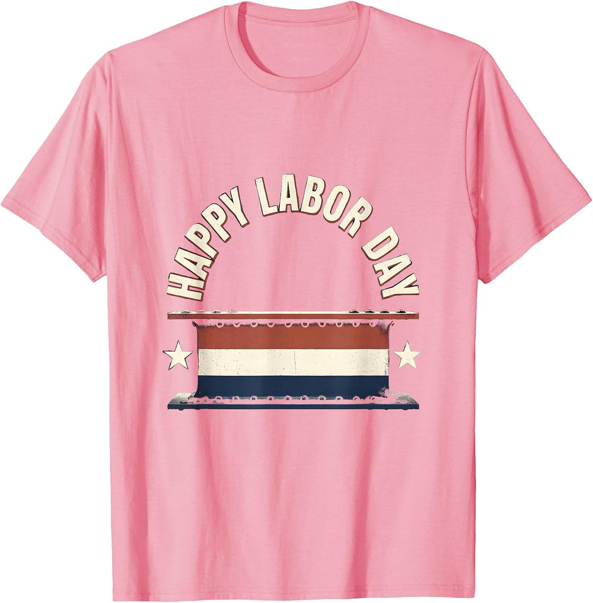Men's Happy Labor Day Patriotic Union Pride Screenprint Poster T-Shirt - Pink