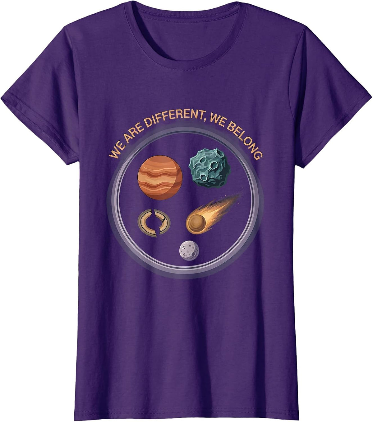 Women's We Are Different We Belong Neurodiverse Universe Special Ed T-Shirt - Purple