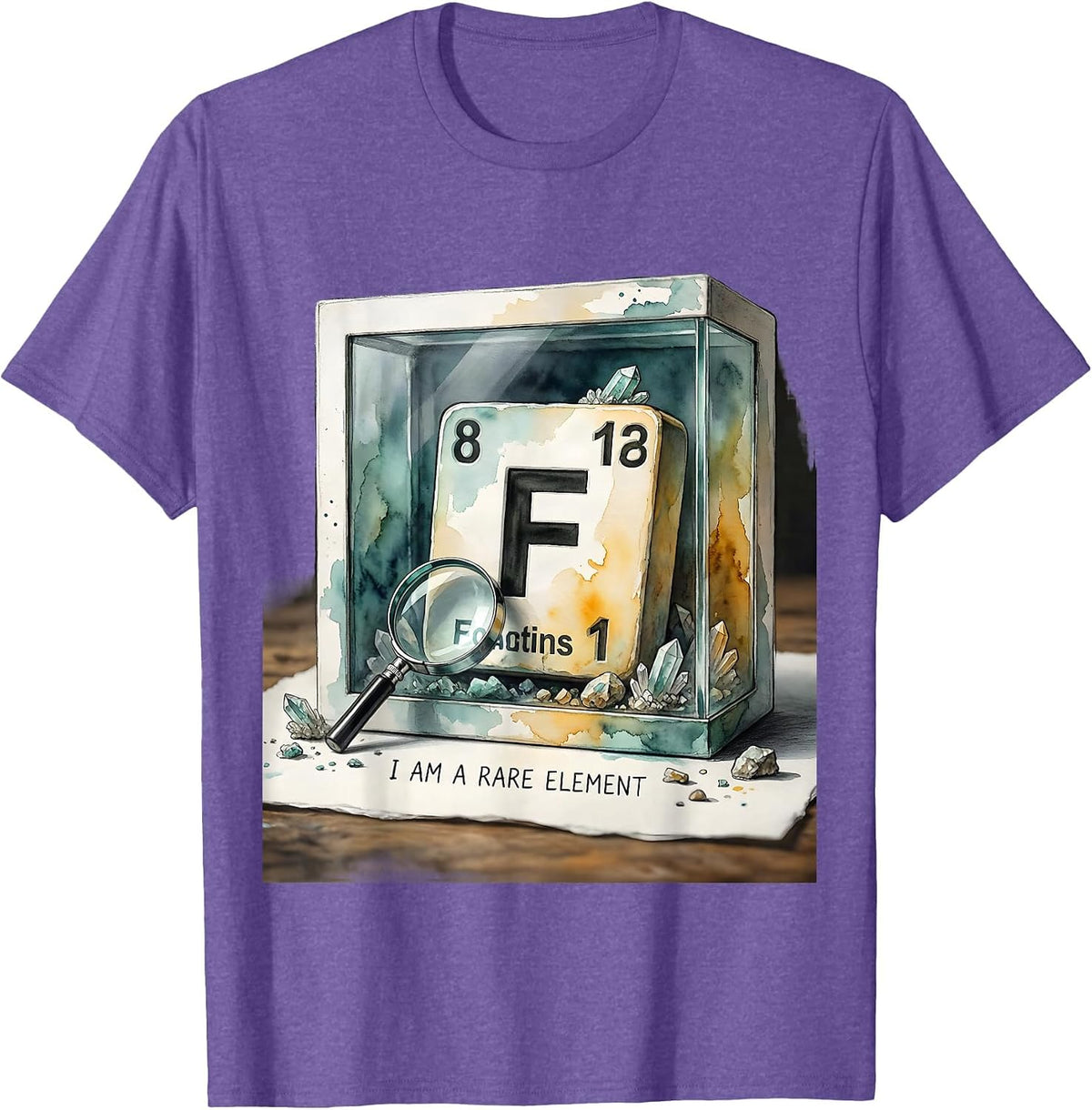 Men's I Am A Rare Element Watercolor Science Humor Nerd Gift T-Shirt - Purple Heather