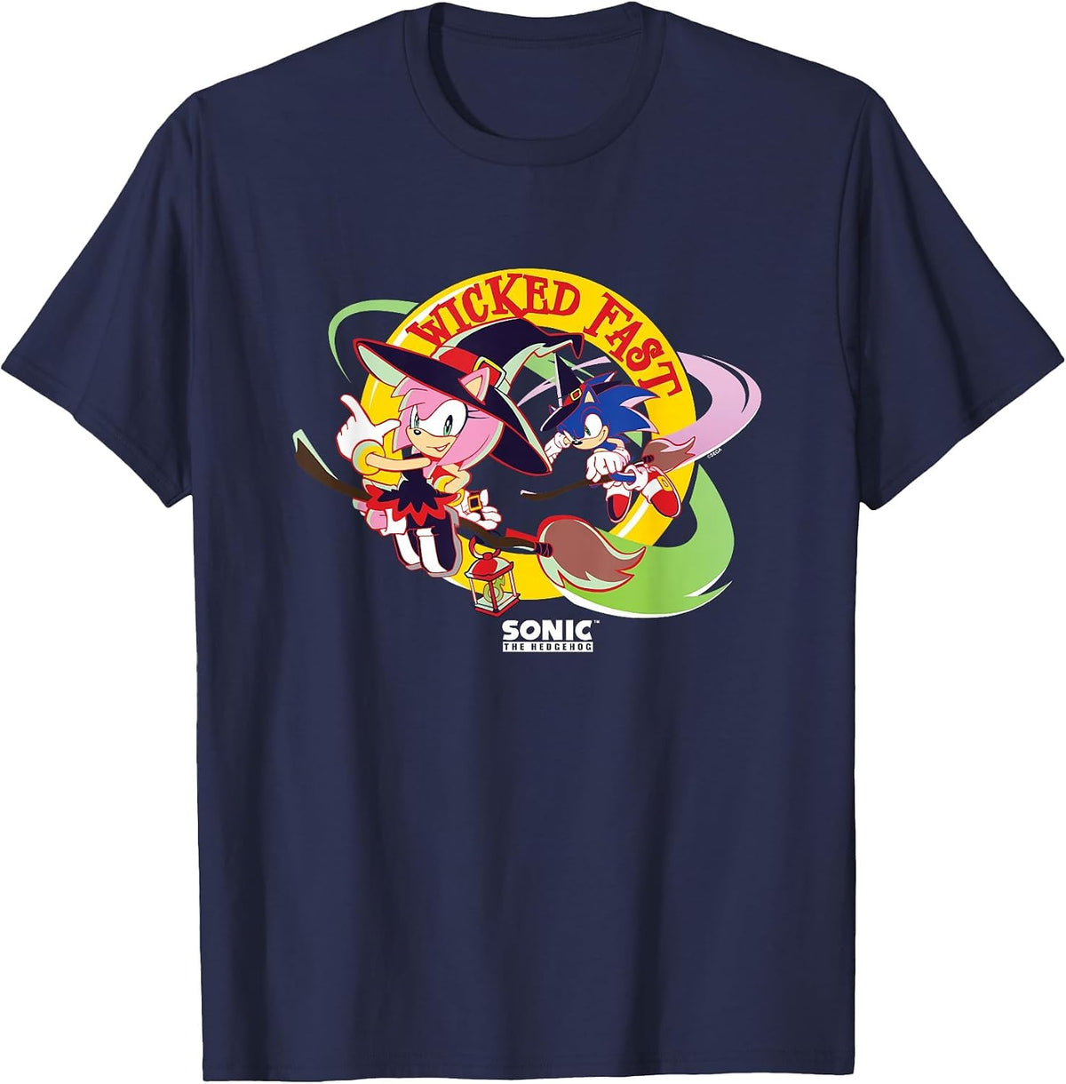 Sonic The Hedgehog Halloween Wicked Fast Witch Costumes T-Shirt - Navy Blue