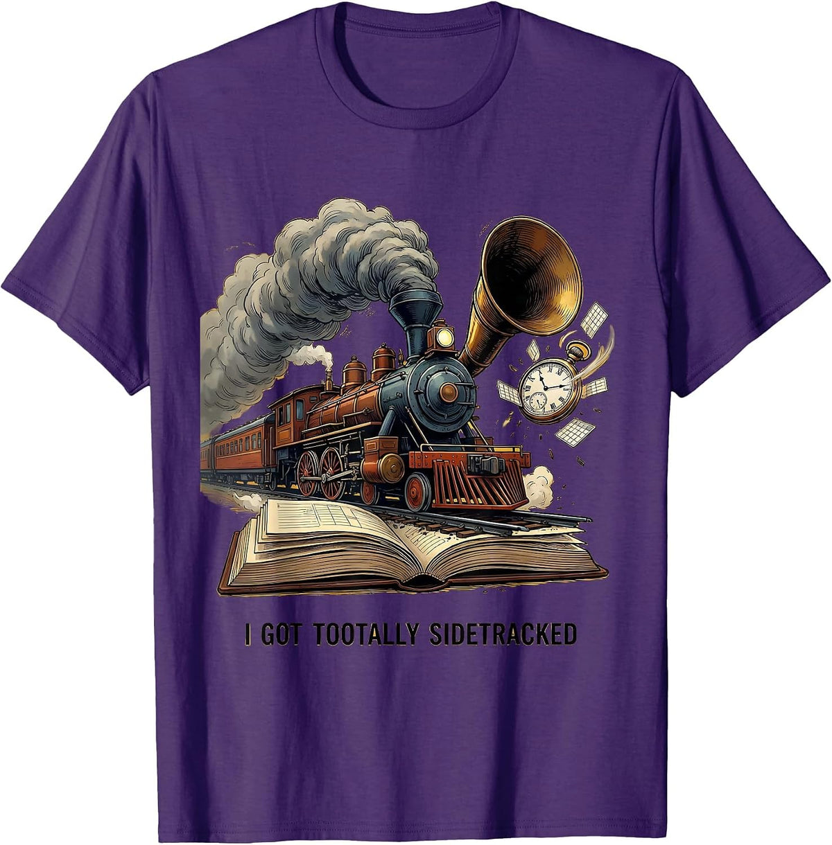I Got Tootally Sidetracked Funny Train Hobbyist Railroad T-Shirt - Purple