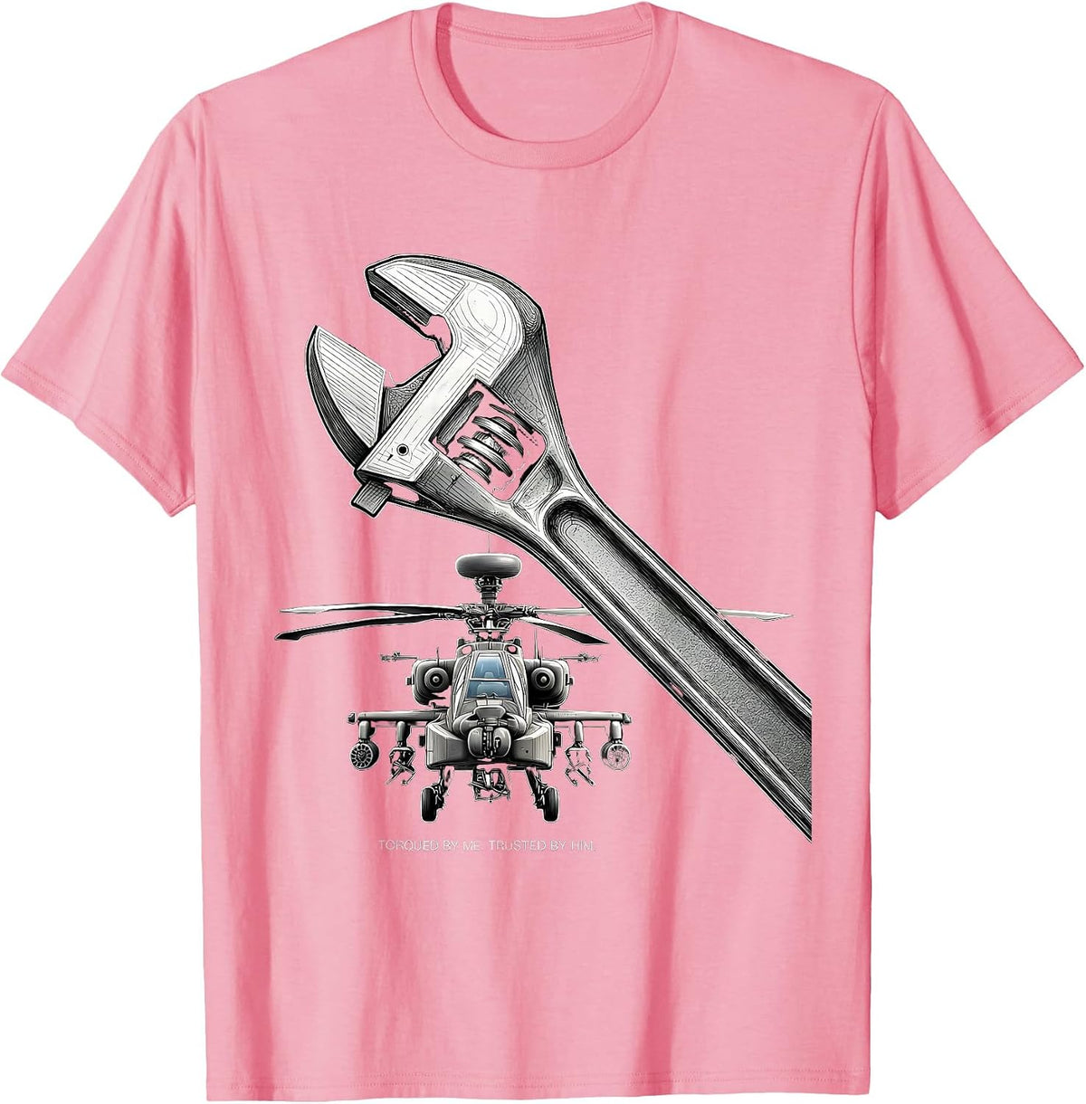 Men's Torqued By Me Trusted By Him Military Helicopter Veteran T-Shirt - Pink