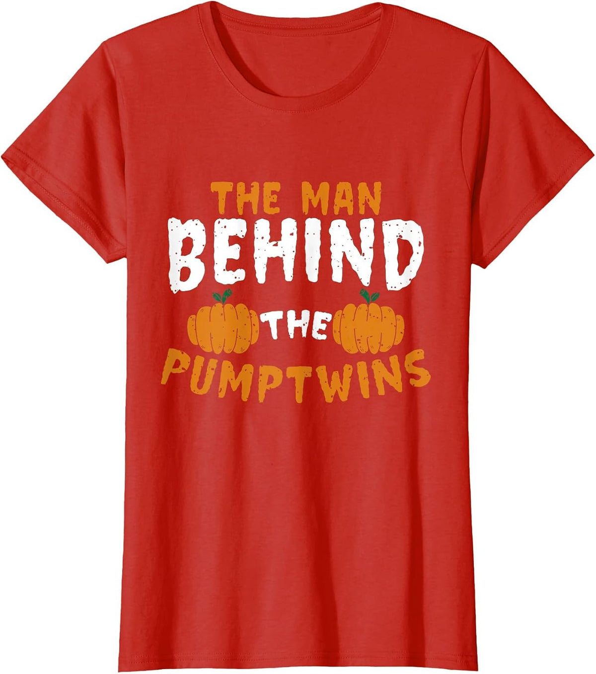 Halloween Twin Pregnancy for Men Expecting Pumpkin Costume T-Shirt - Red