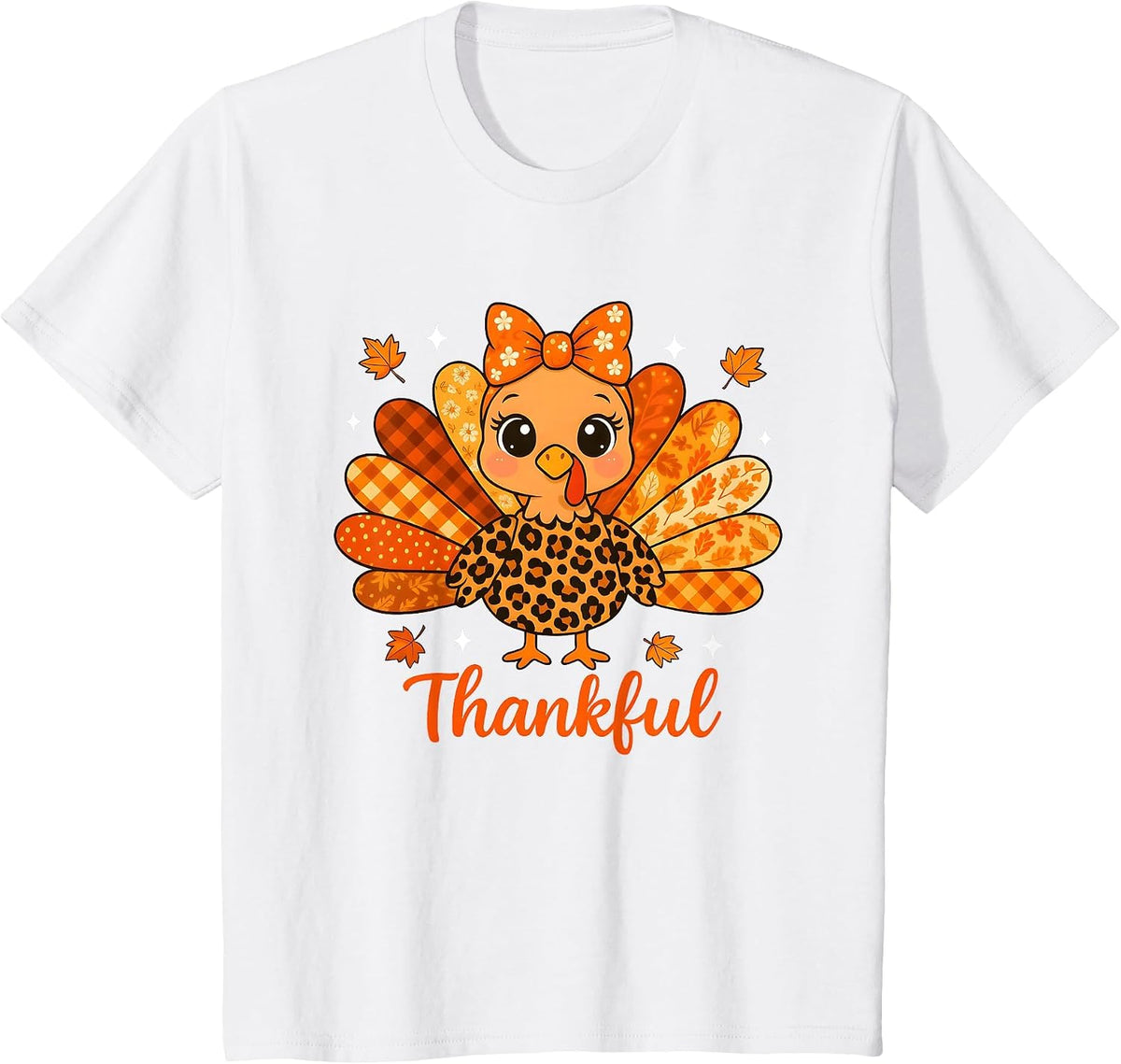 Turkey Leopard Thankful Coquette Bow Thanksgiving Fall Y'all T-Shirt - White