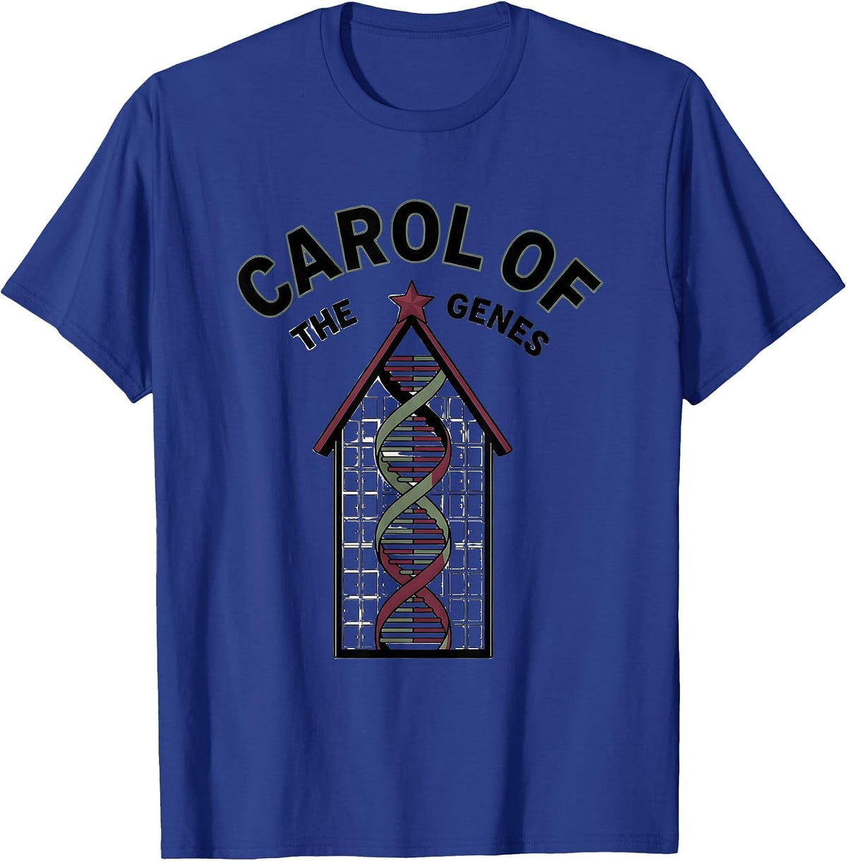 Men's Carol of the Genes DNA Helix Christmas Tree Science Teacher T-Shirt - Royal Blue