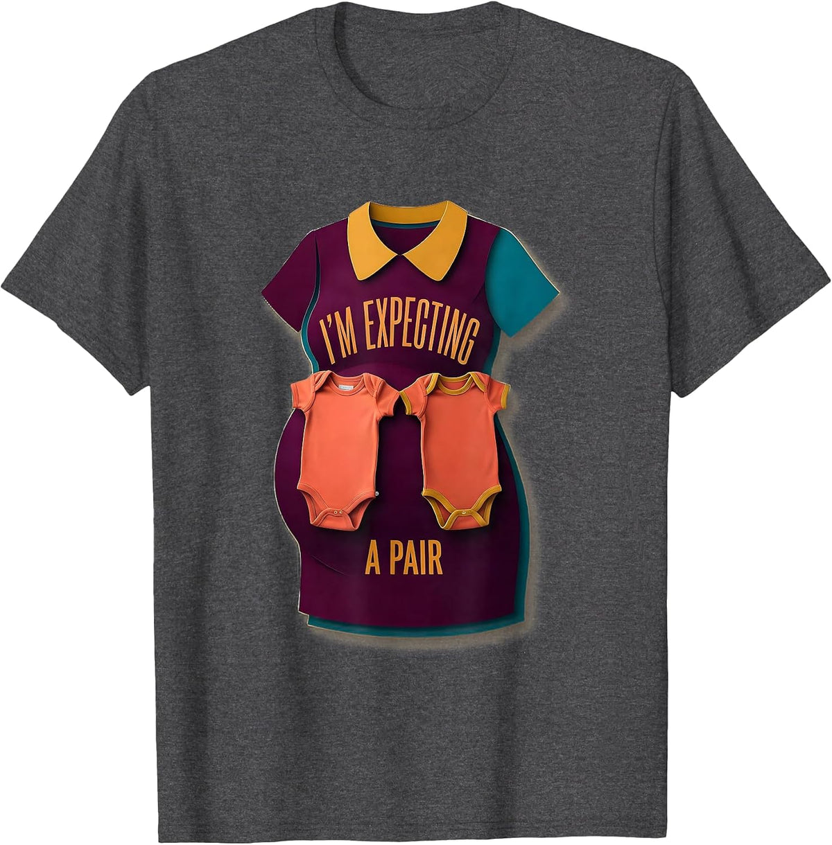 I’m Expecting A Pair Funny Twin Mom Pregnancy Announcement T-Shirt - Dark Heather Grey