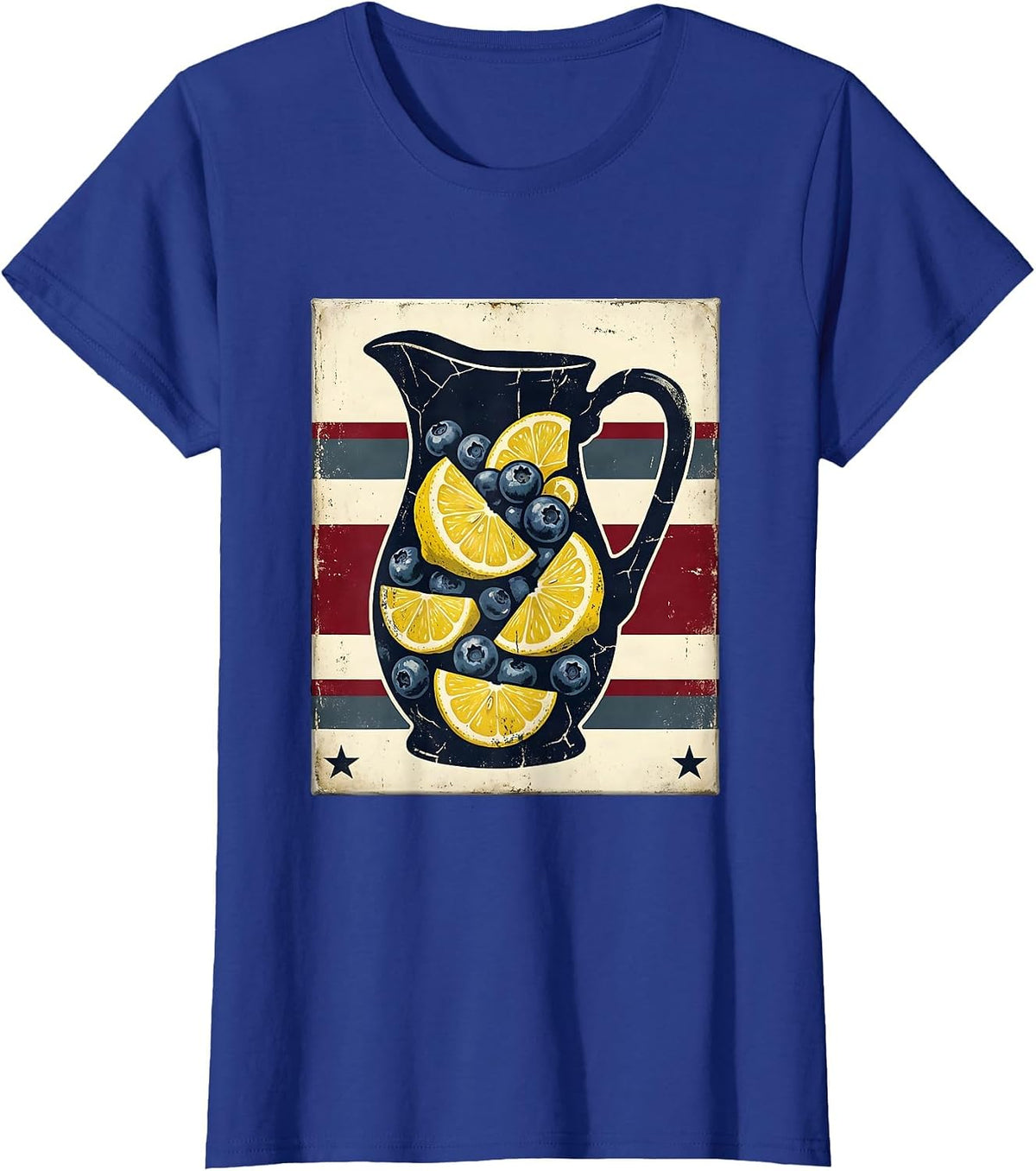 Women's Red White and Blueberry Lemonade Pitcher Graphic T-Shirt - Royal Blue