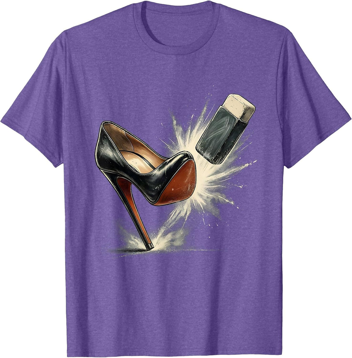 Men's Friyay Teacher High Heel Kicks Chalkboard Eraser T-Shirt - Purple Heather