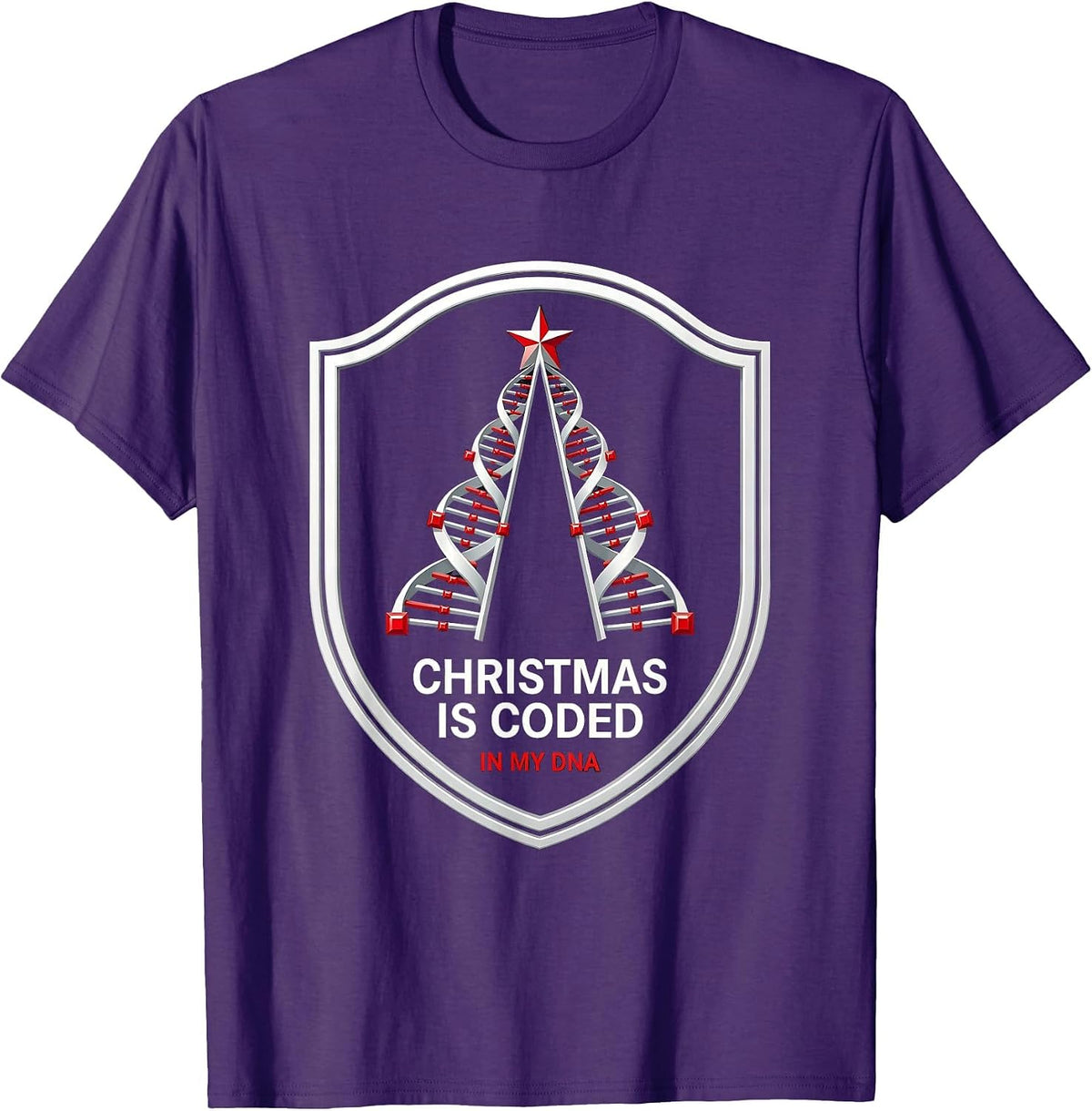 Christmas Is Coded in My DNA Funny Science Teacher Gift T-Shirt - Purple