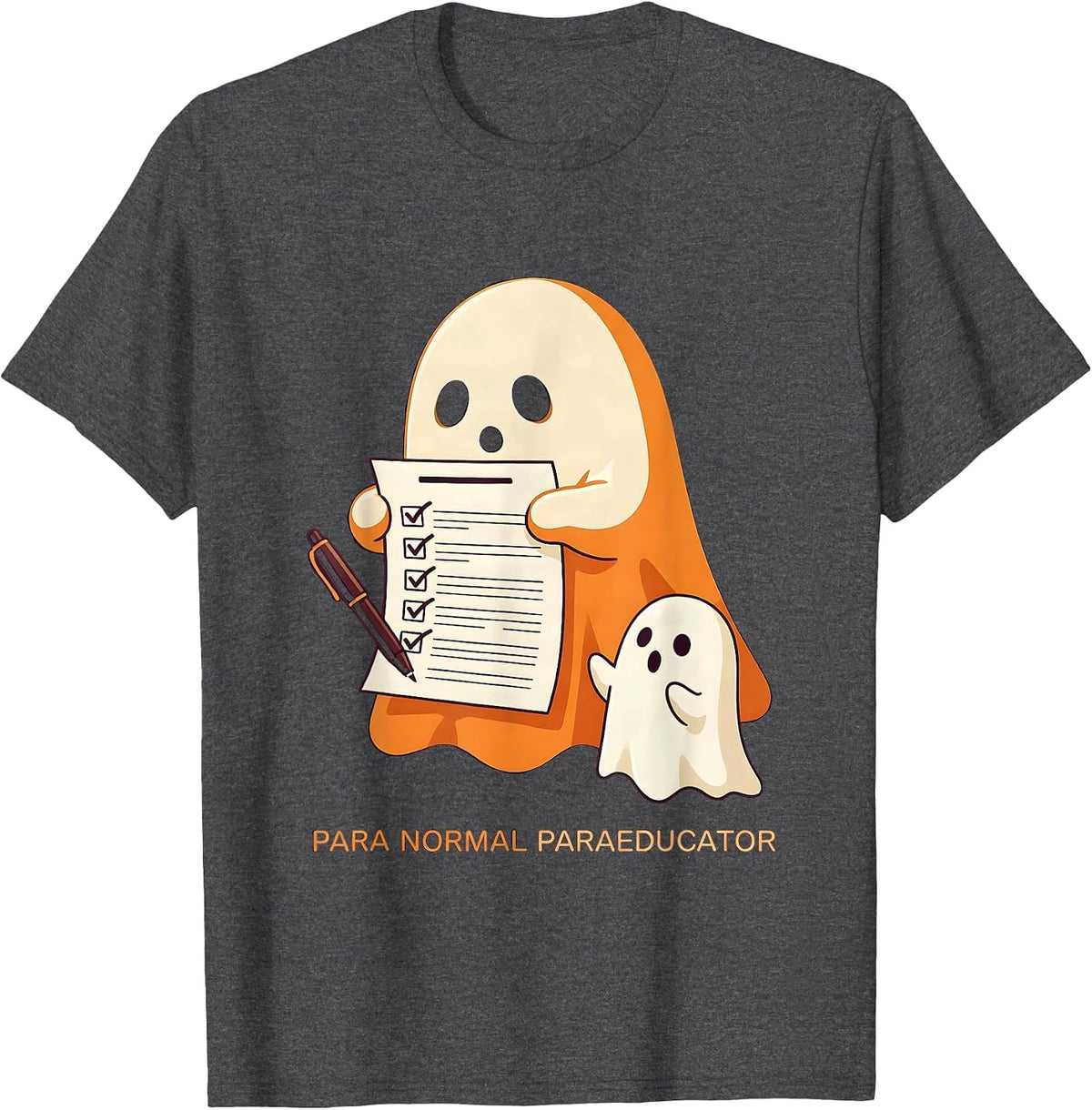 Men's Para Normal Paraeducator Funny Ghost SpEd Teacher Halloween T-Shirt - Dark Heather Grey