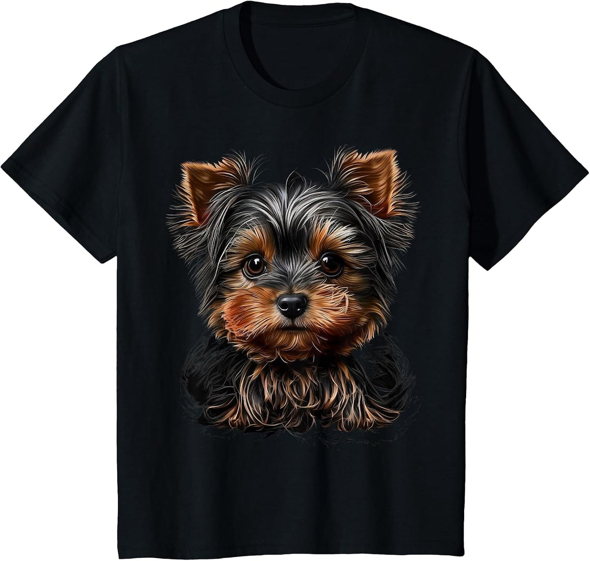 Cute Yorkshire Terrier Dog on Yorkshire Terrier Lover T-Shirt - Black