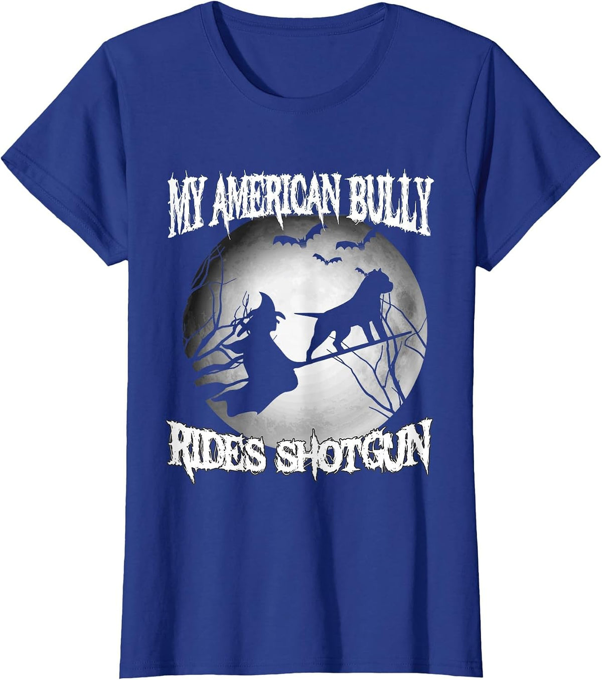 My American Bully Rides Shotgun Halloween Shirt T-Shirt - Royal Blue