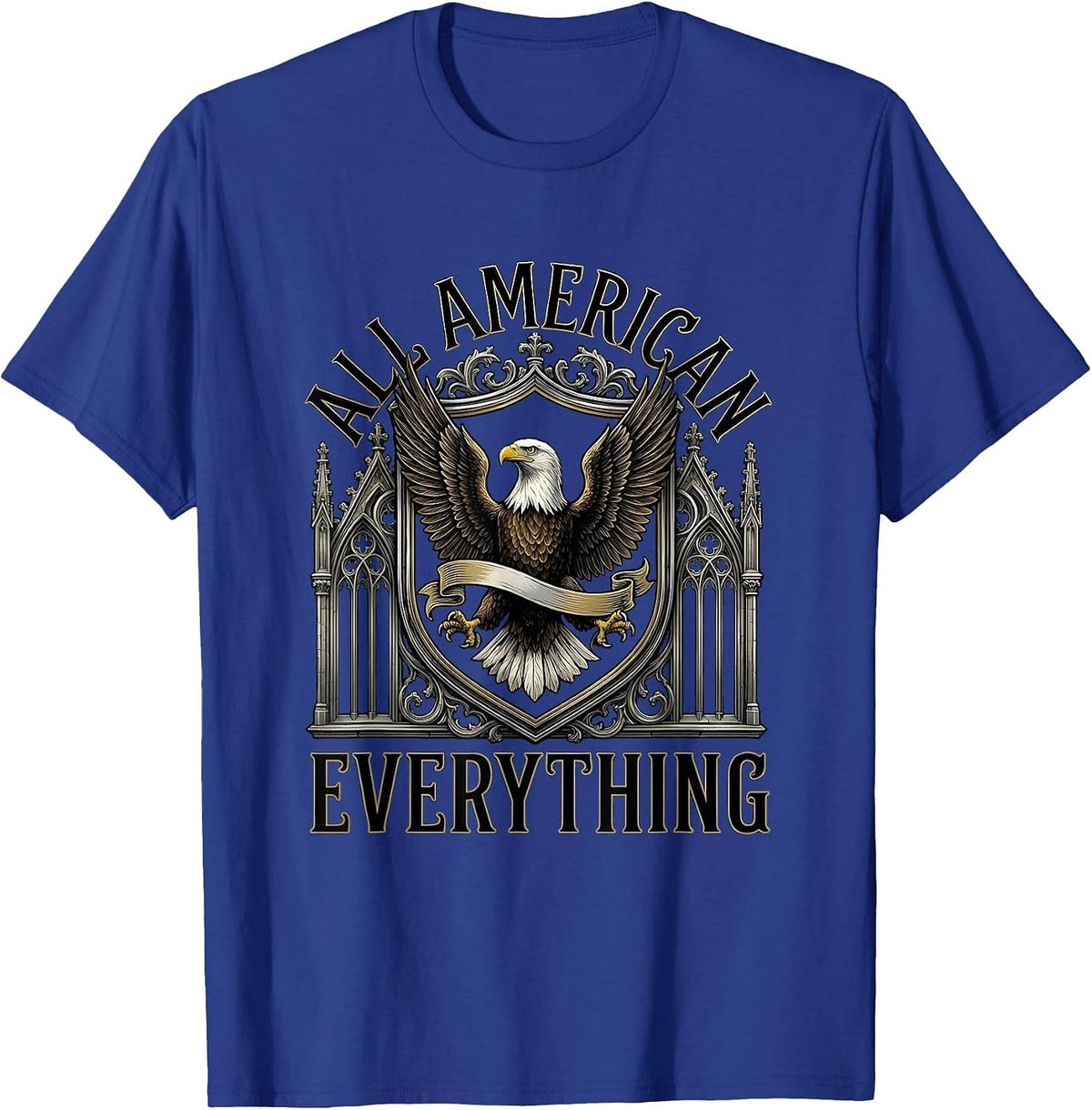 All American Everything Patriotic USA Design T-Shirt - Royal Blue