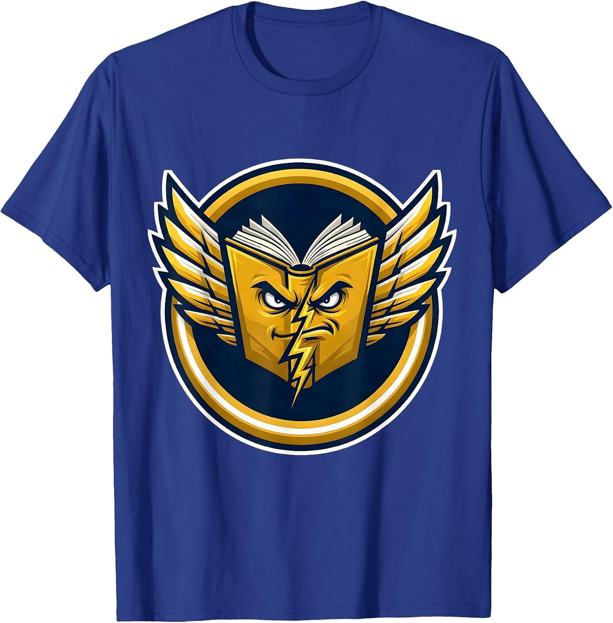 Men's Lightning Bolt Strikes Open Book Graphic Tee T-Shirt - Royal Blue