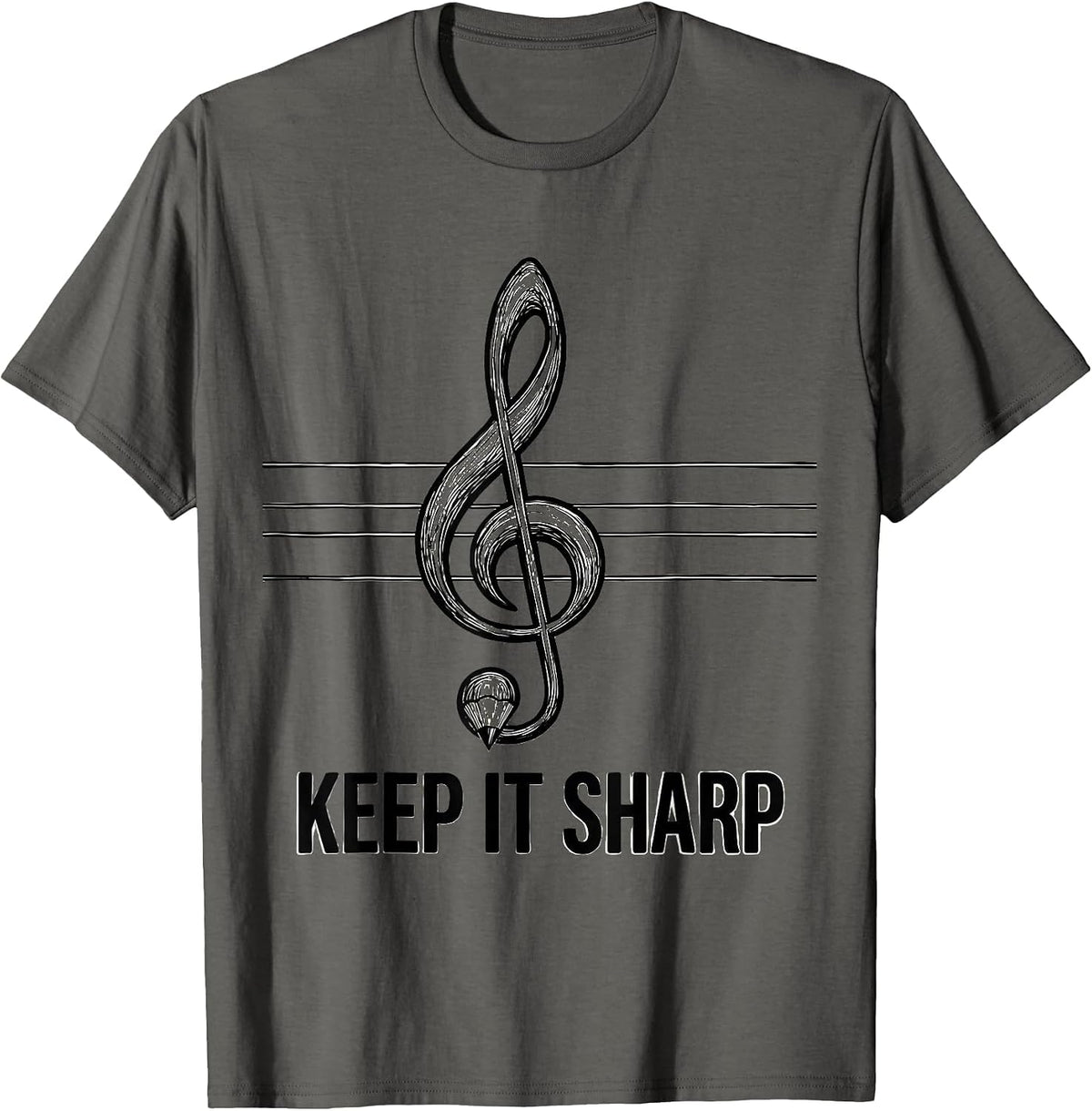 Keep It Sharp Funny Musician Instrument Humor T-Shirt - Asphalt Grey