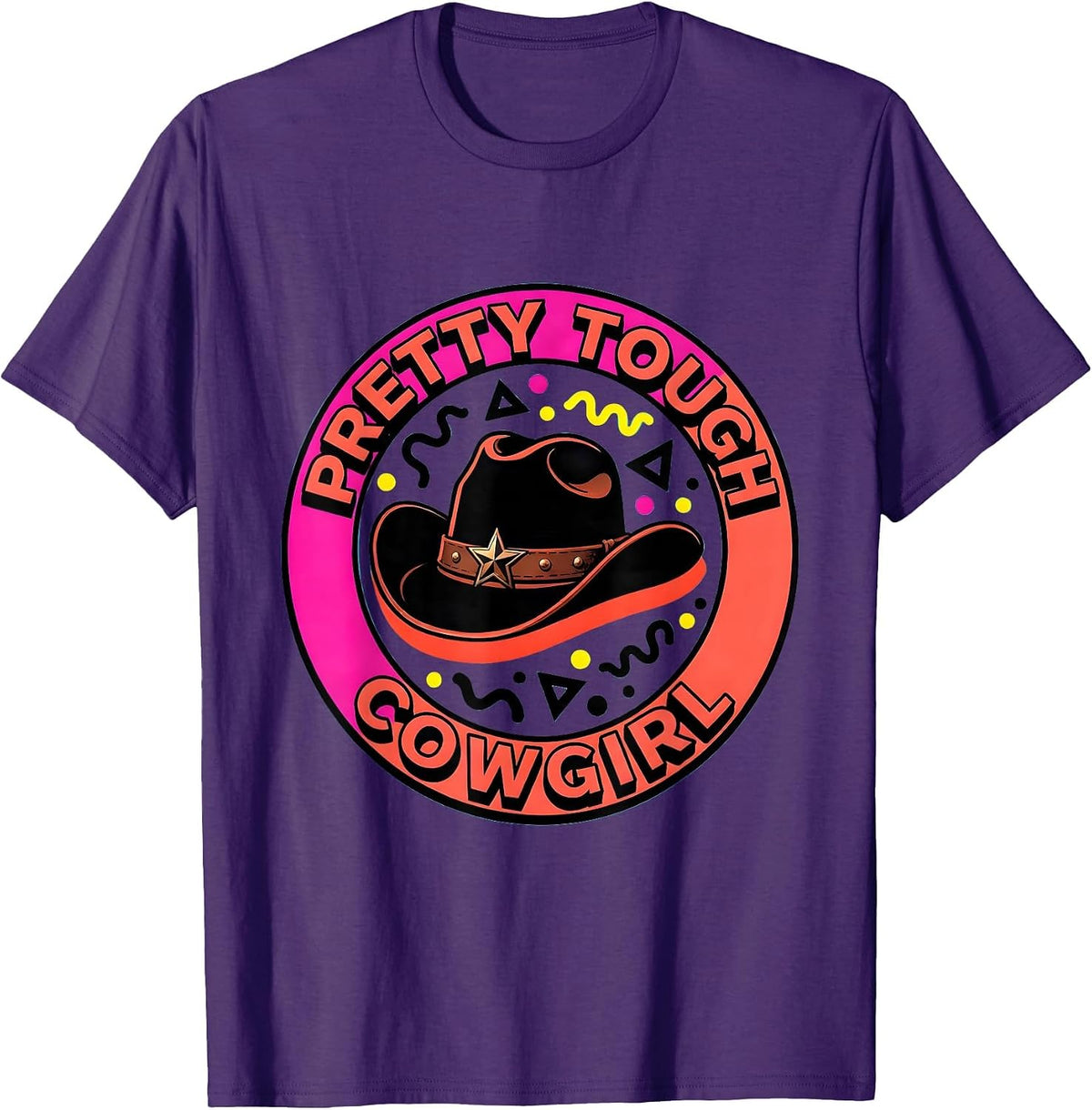 Pretty Tough Cowgirl Pink Western Design T-Shirt - Purple