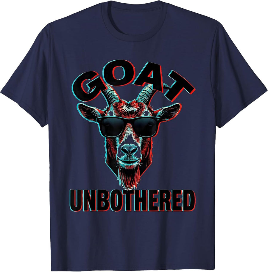 GOAT Unbothered Pop Art Goat Lover Animal Humor T-Shirt - Navy Blue