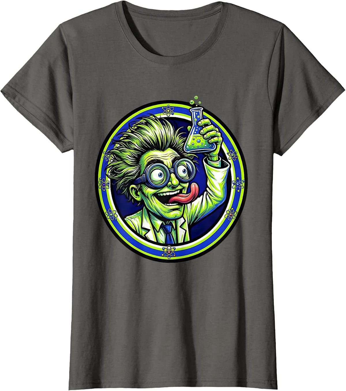Women's Scientist Taste Testing Beaker Periodic Table T-Shirt - Asphalt Grey