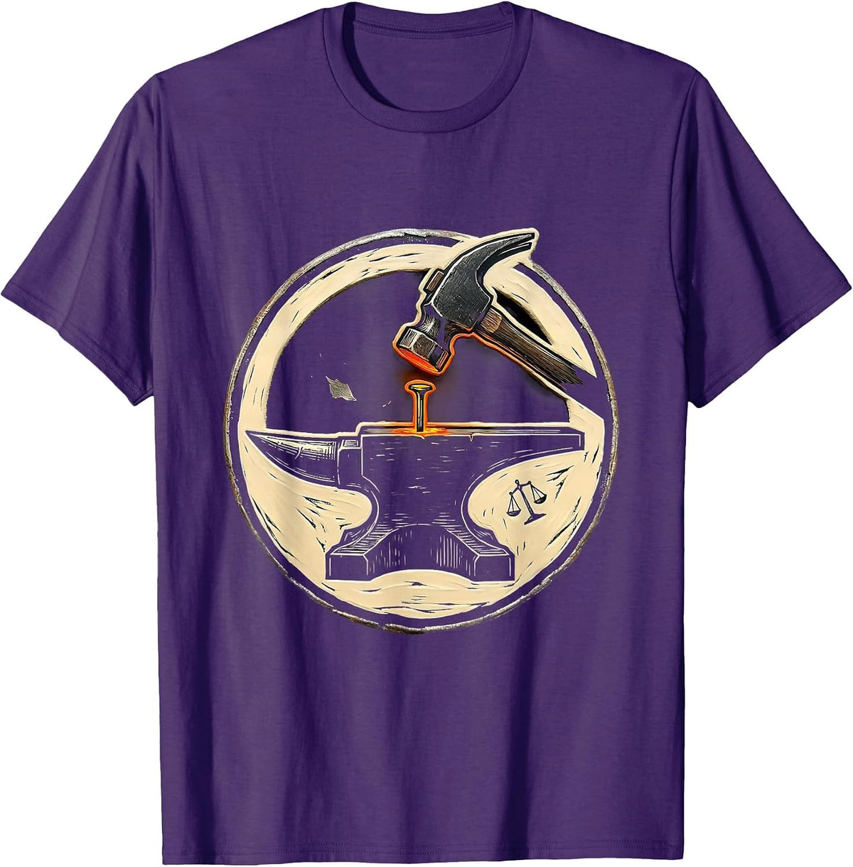 Men's Sealed Anvil Hammer Badge Blacksmith Forge Humor T-Shirt - Purple