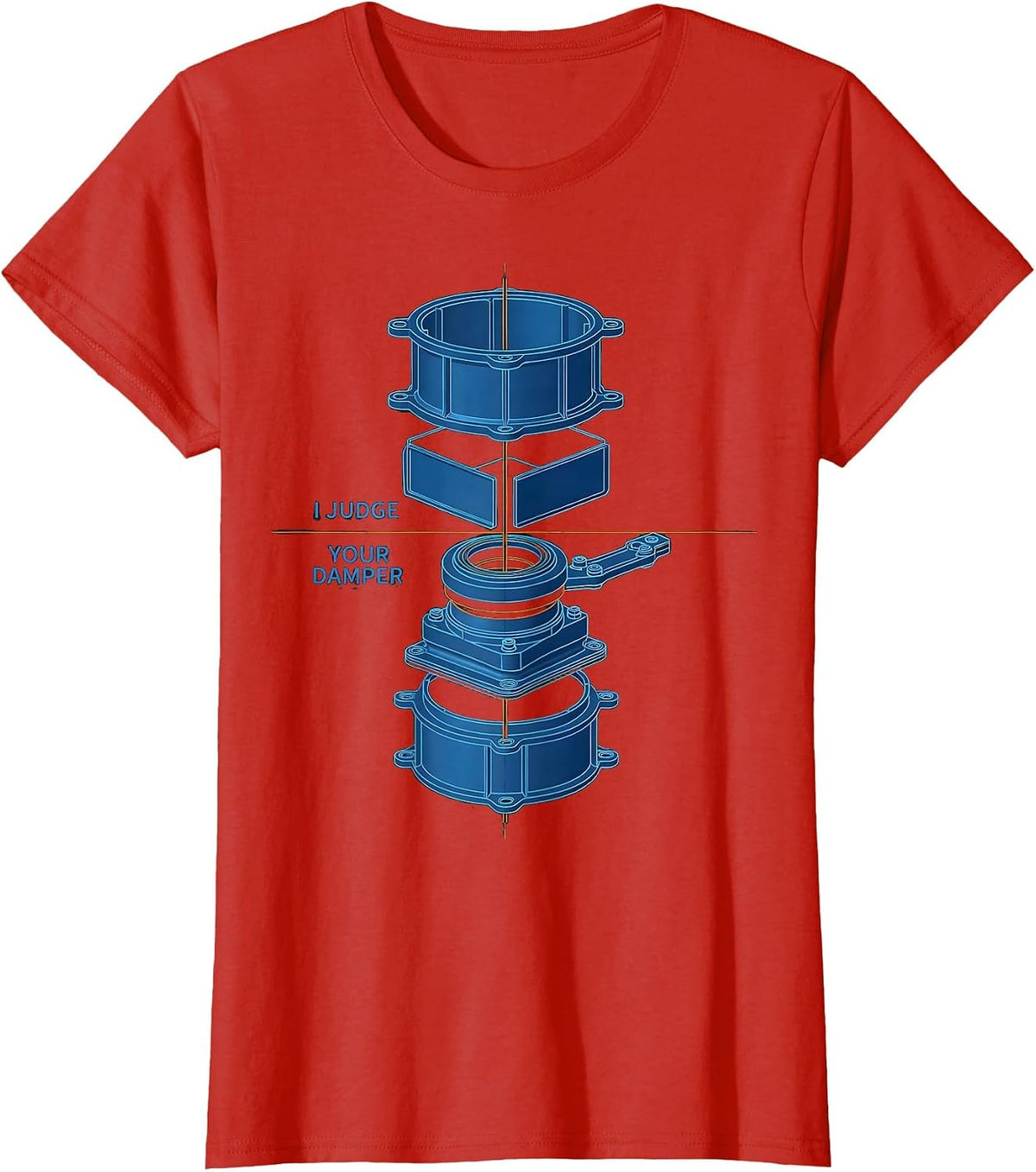 Women's I Judge Your Damper Funny HVAC Technician Skilled Trades T-Shirt - Red