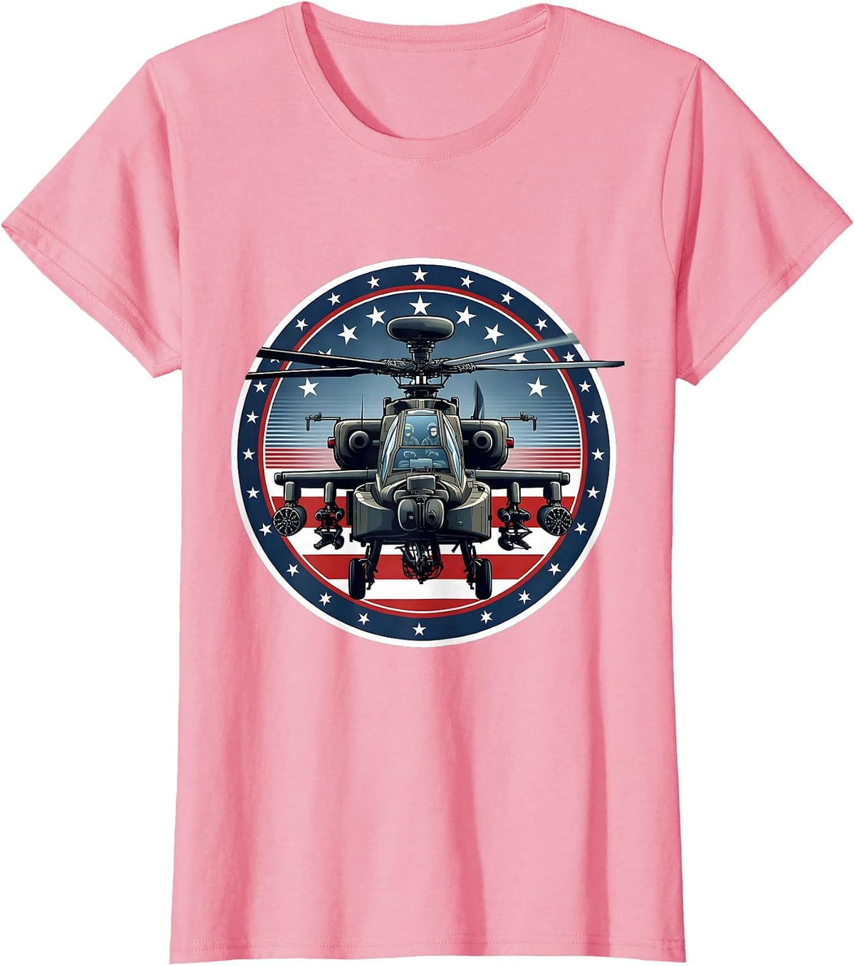 Women's AH-64 Apache Patriotic Helicopter Pilot Veteran Aviation T-Shirt - Pink