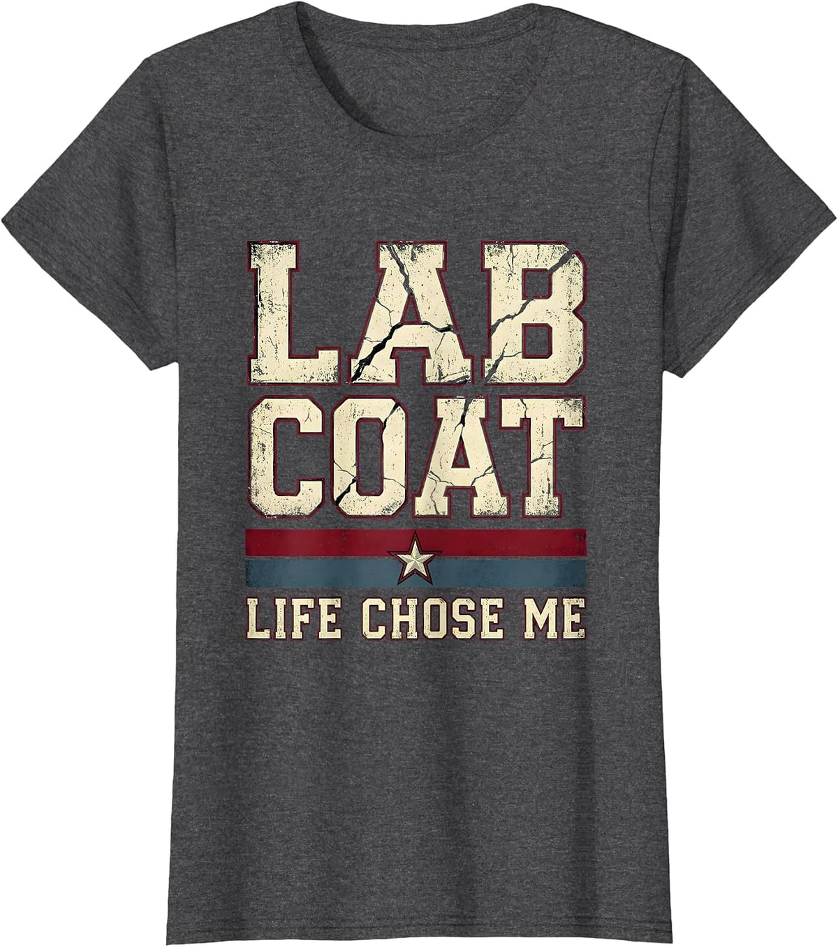 Women's Lab Coat Life Chose Me Science Teacher Design T-Shirt - Dark Heather Grey