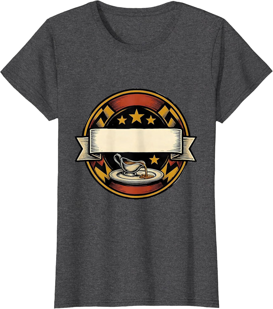 Women's Sealed Circular Badge Thanksgiving Family Humor Matching T-Shirt - Dark Heather Grey