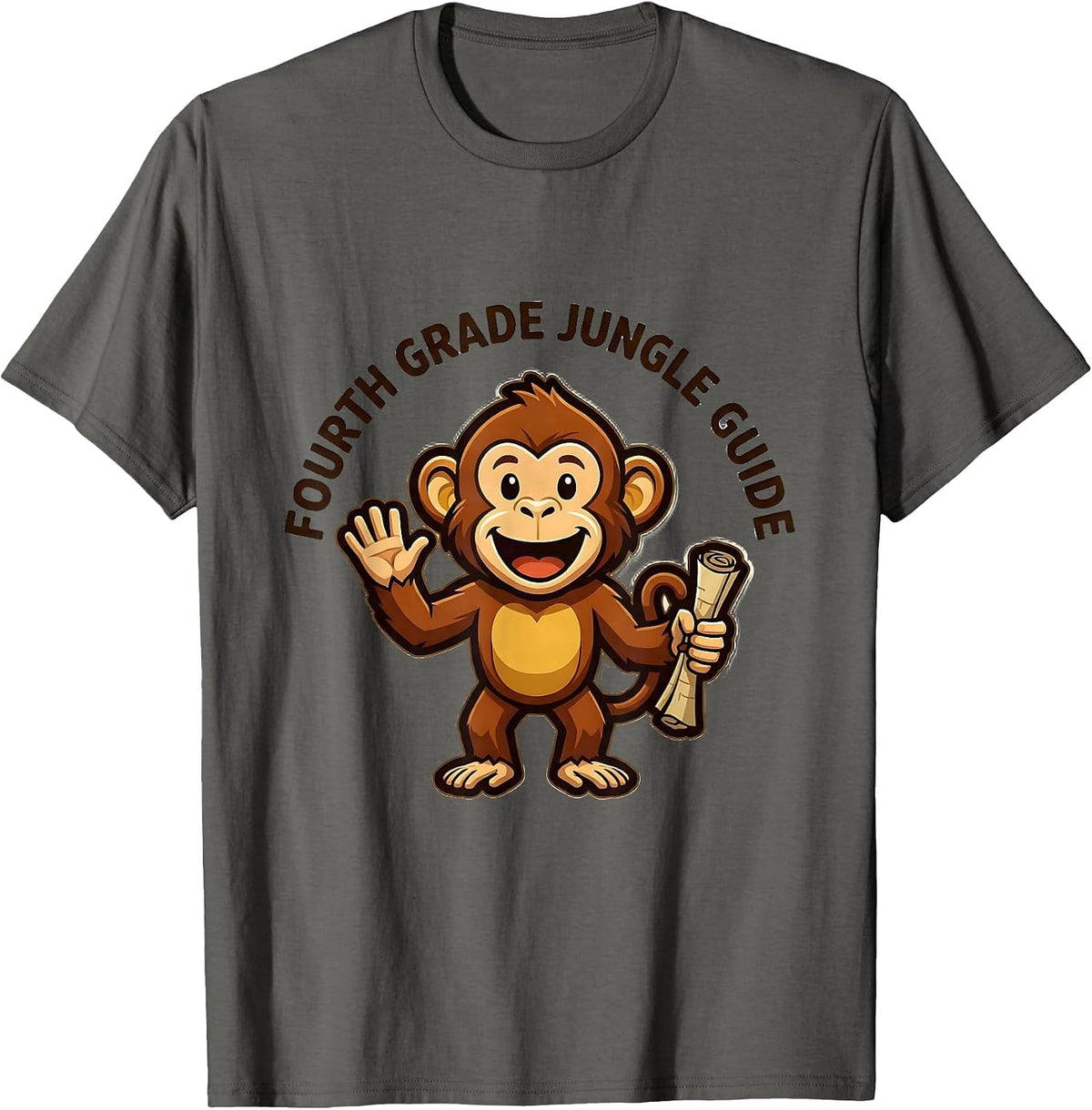 Men's Fourth Grade Jungle Guide Wild About Teaching Animal Print T-Shirt - Asphalt Grey