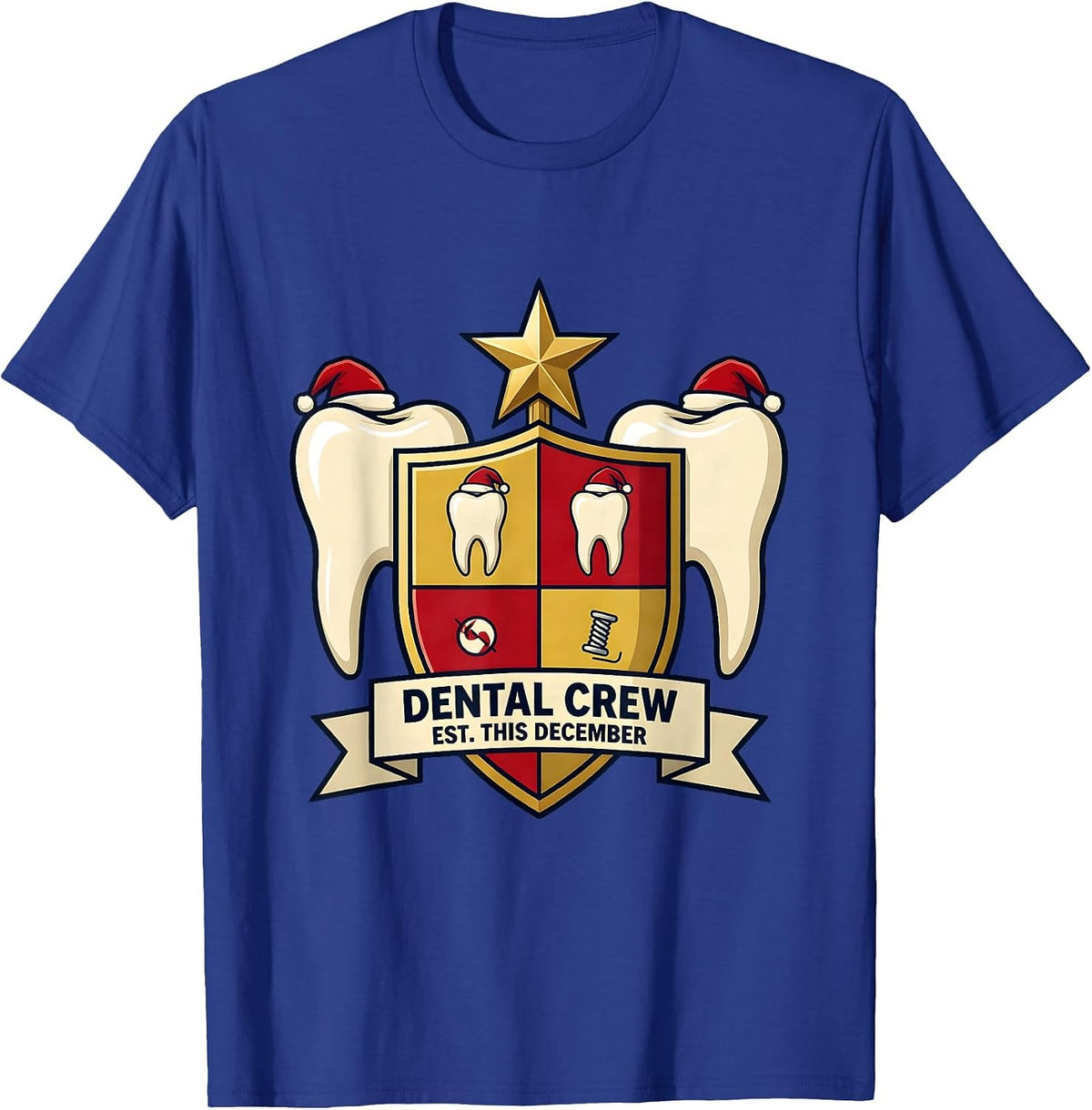 Dental Crew Est This December Funny Dental Team Christmas T-Shirt - Royal Blue
