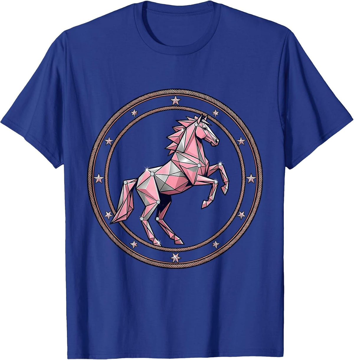 Geometric Origami Horse Bold Angular Art T-Shirt - Royal Blue