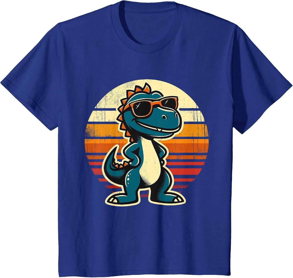 Dinosaur T-Rex Retro Funny Dinosaur T-Shirt - Royal Blue