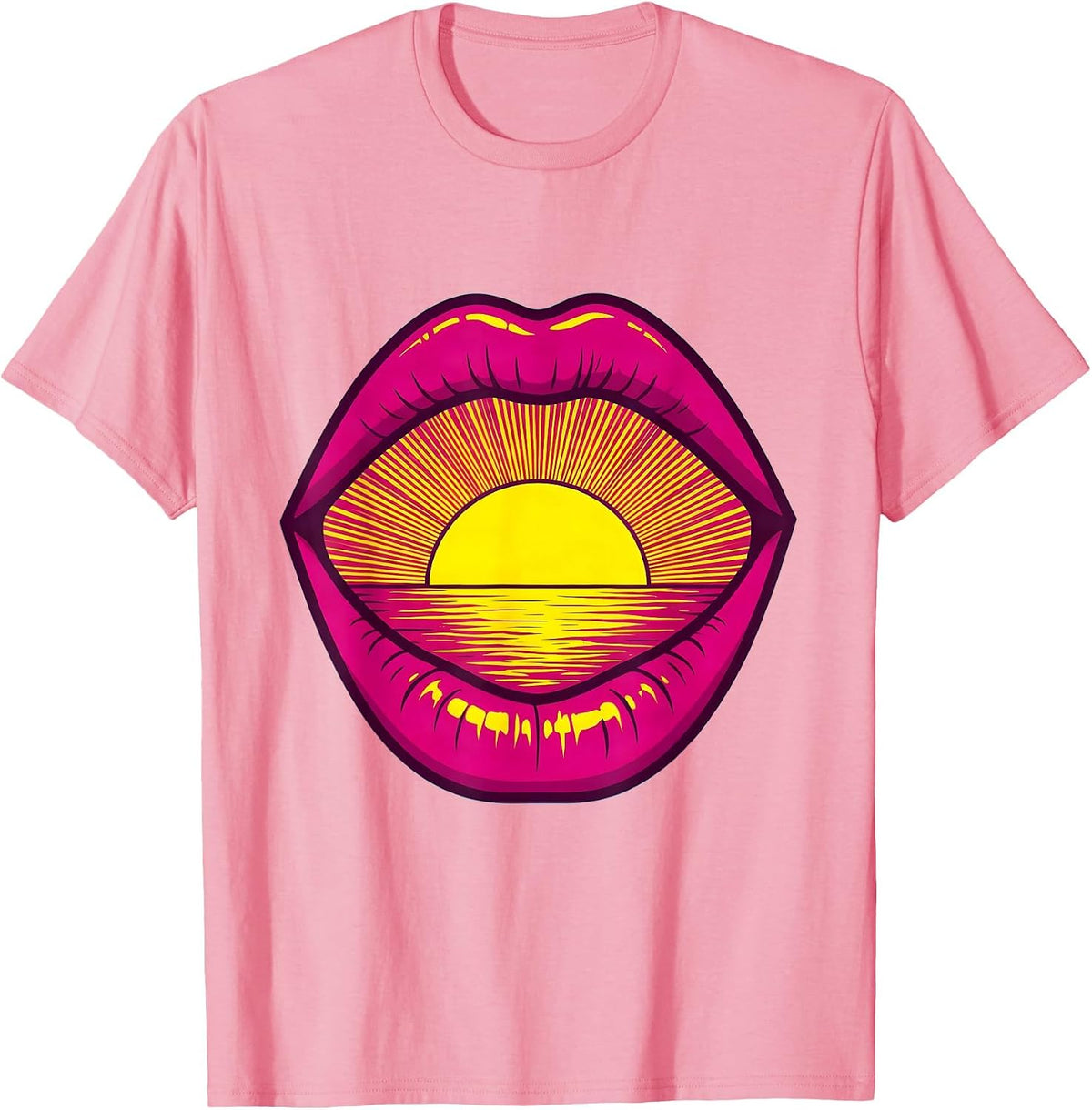 Men's Speech Therapy Sunrise Lips Illustration T-Shirt - Pink