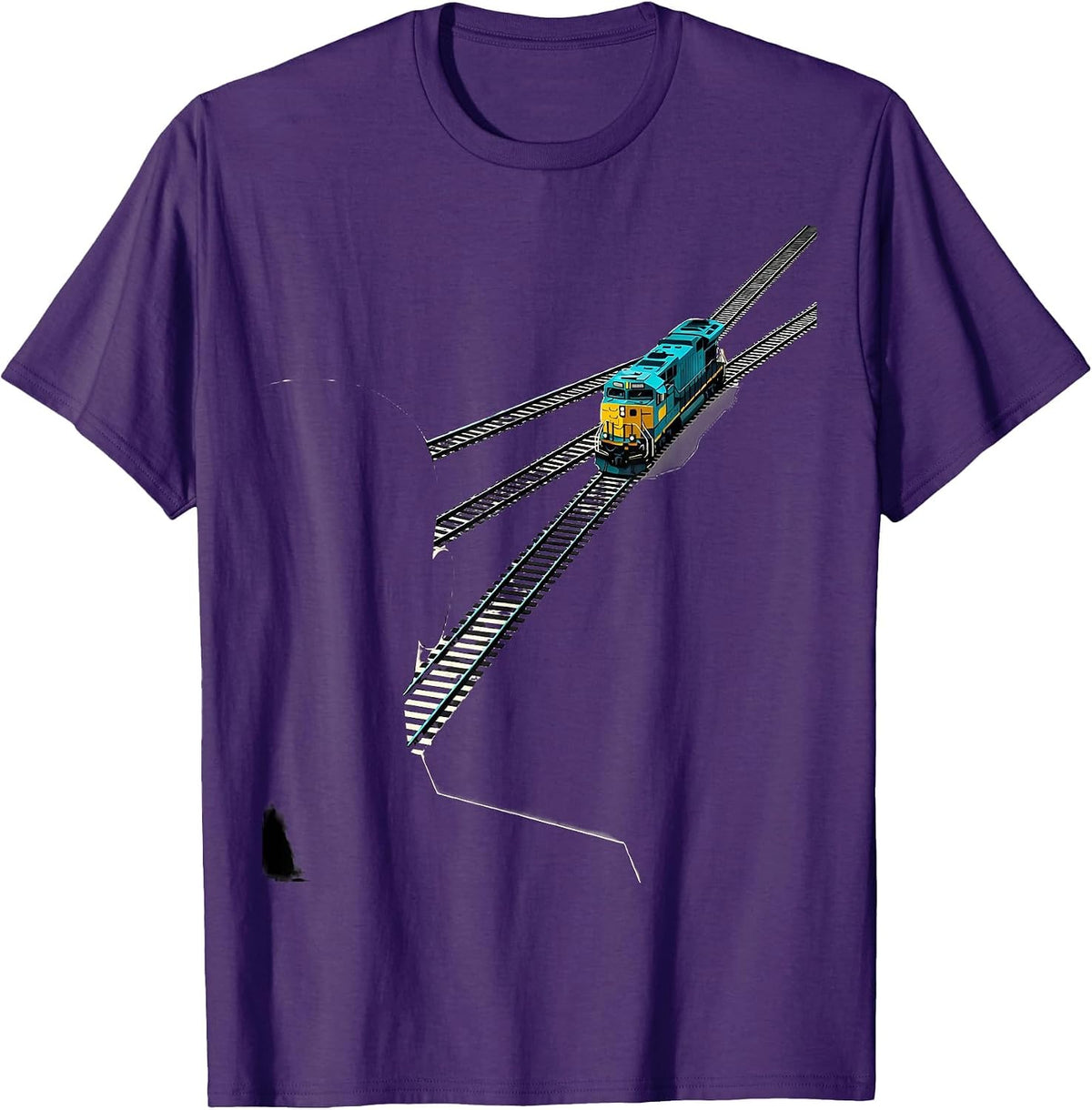 Train Enthusiast Locomotive Rail Art Retro Vintage T-Shirt - Purple