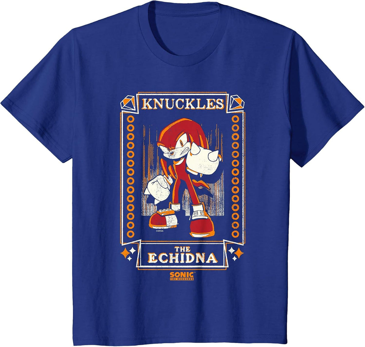 Sonic The Hedgehog Knuckles The Echidna Distressed Tarot T-Shirt - Royal Blue
