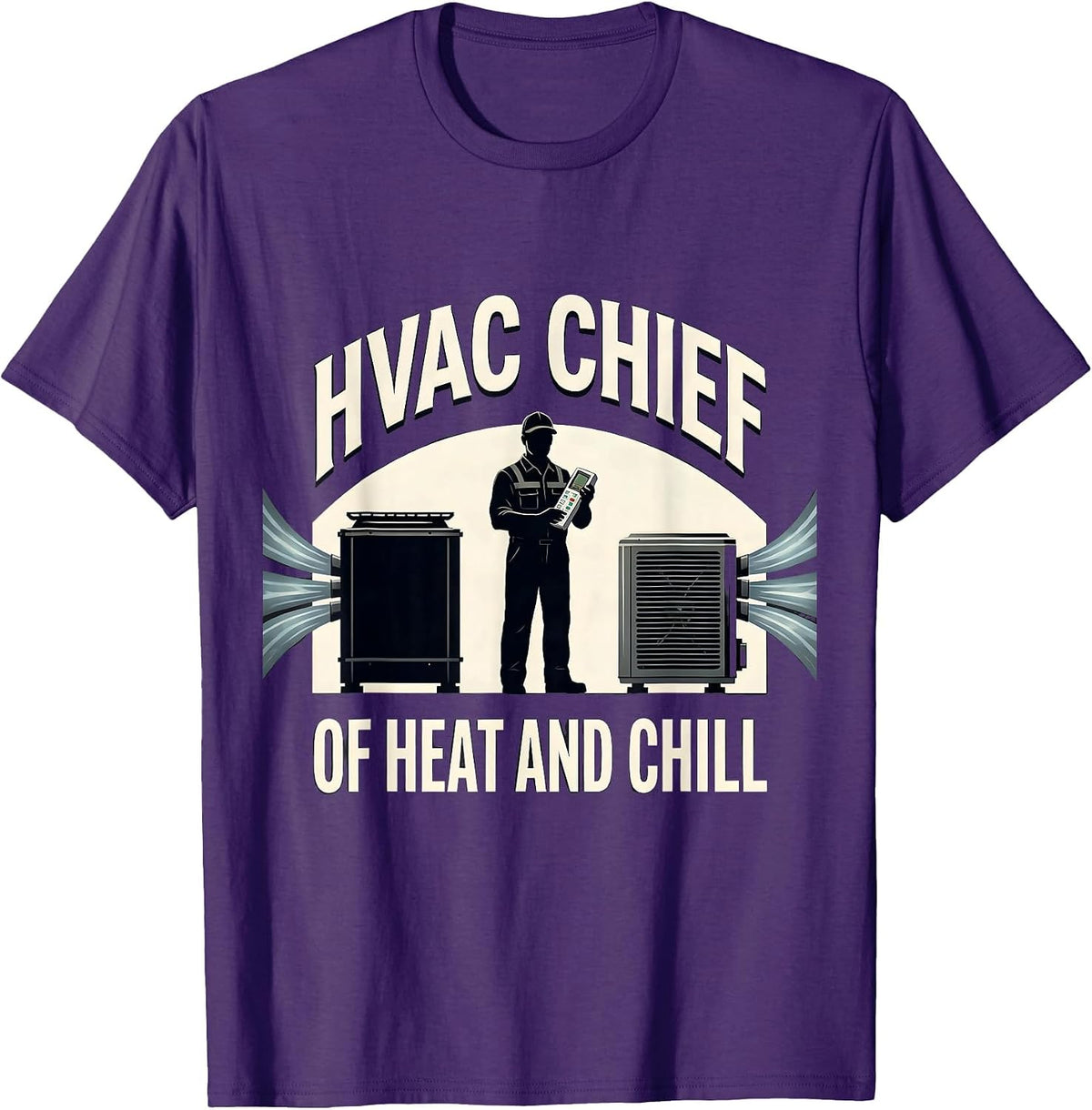 Men's HVAC Chief Of Heat And Chill Funny HVAC Technician Dad Gift T-Shirt - Purple