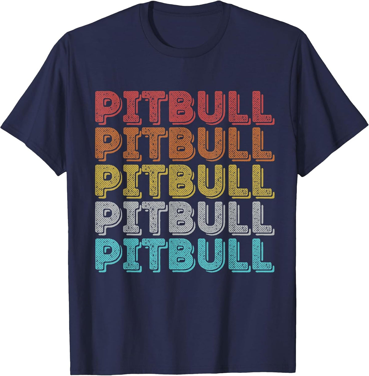 Vintage Retro Pitbull T-Shirt - Navy Blue