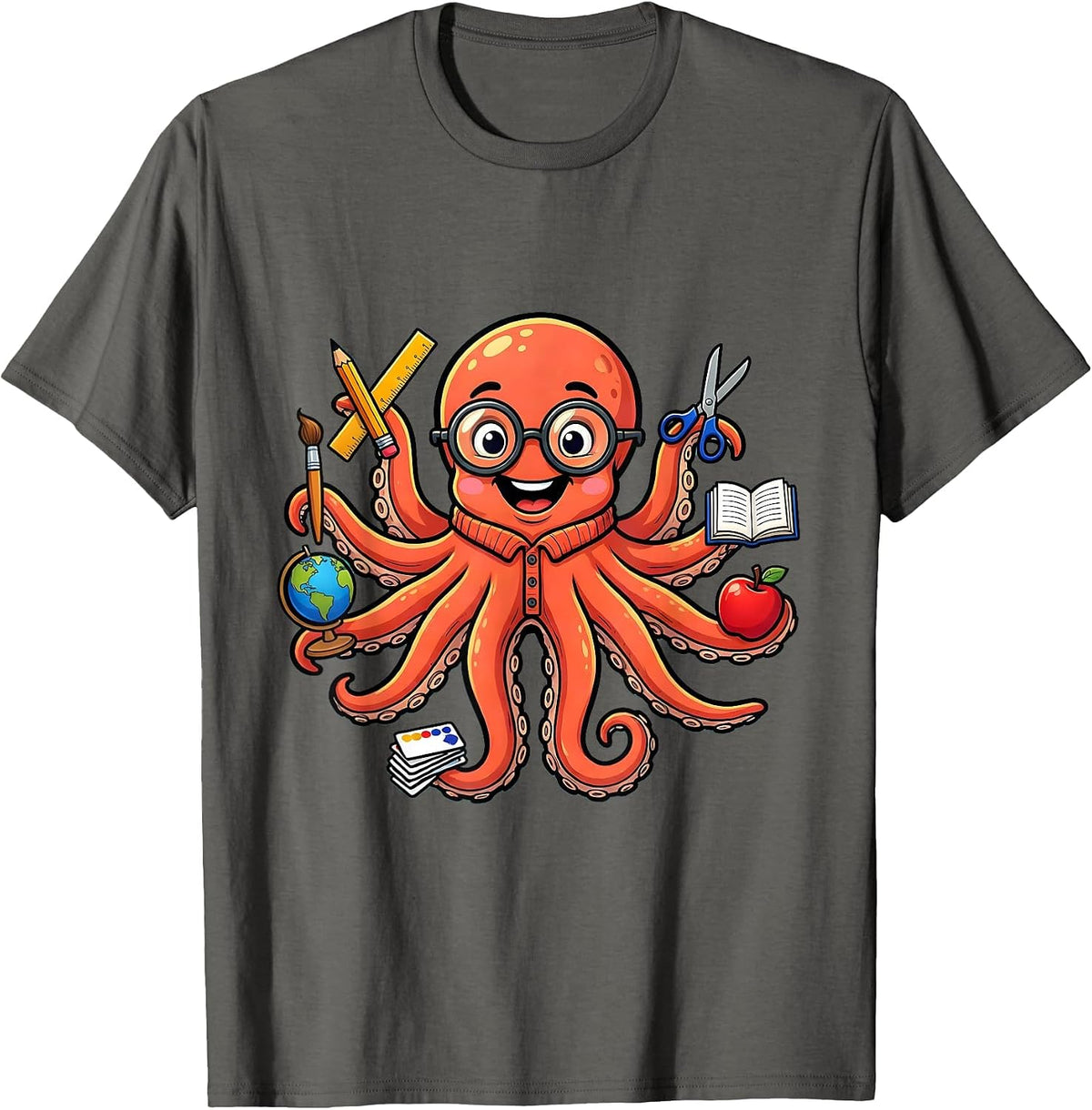 Men's Sped Teacher Eight Arms Holding Supplies Gift T-Shirt - Asphalt Grey