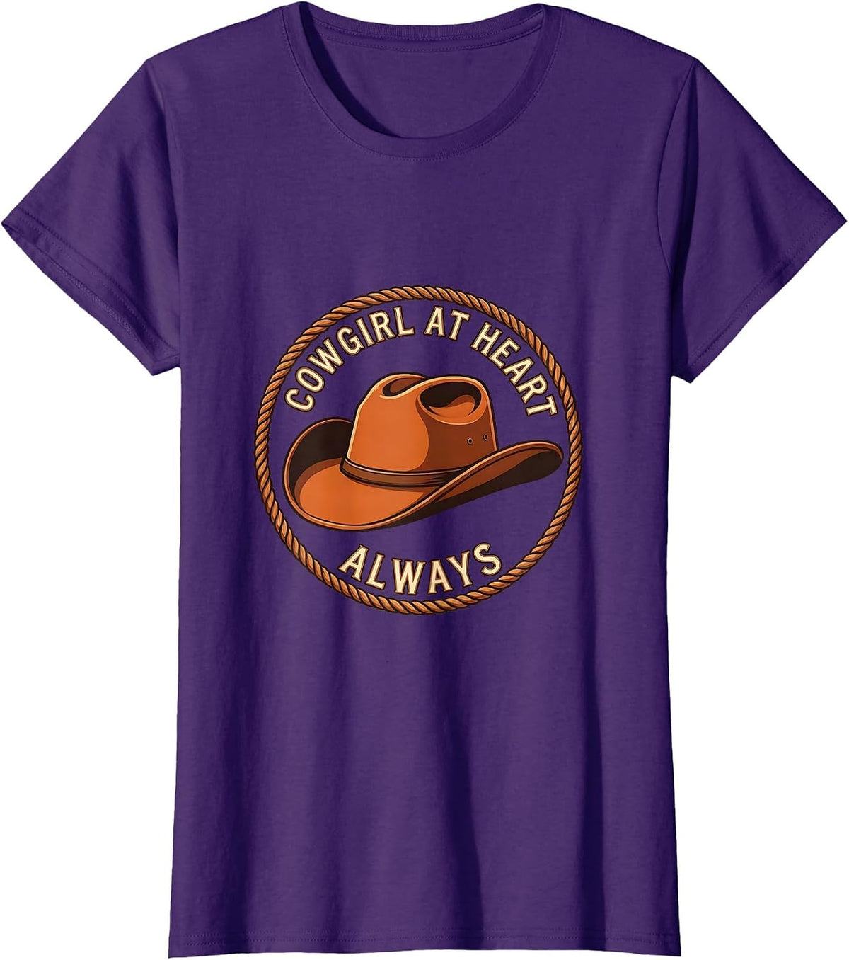 Women's Cowgirl At Heart Always Western Design T-Shirt - Purple