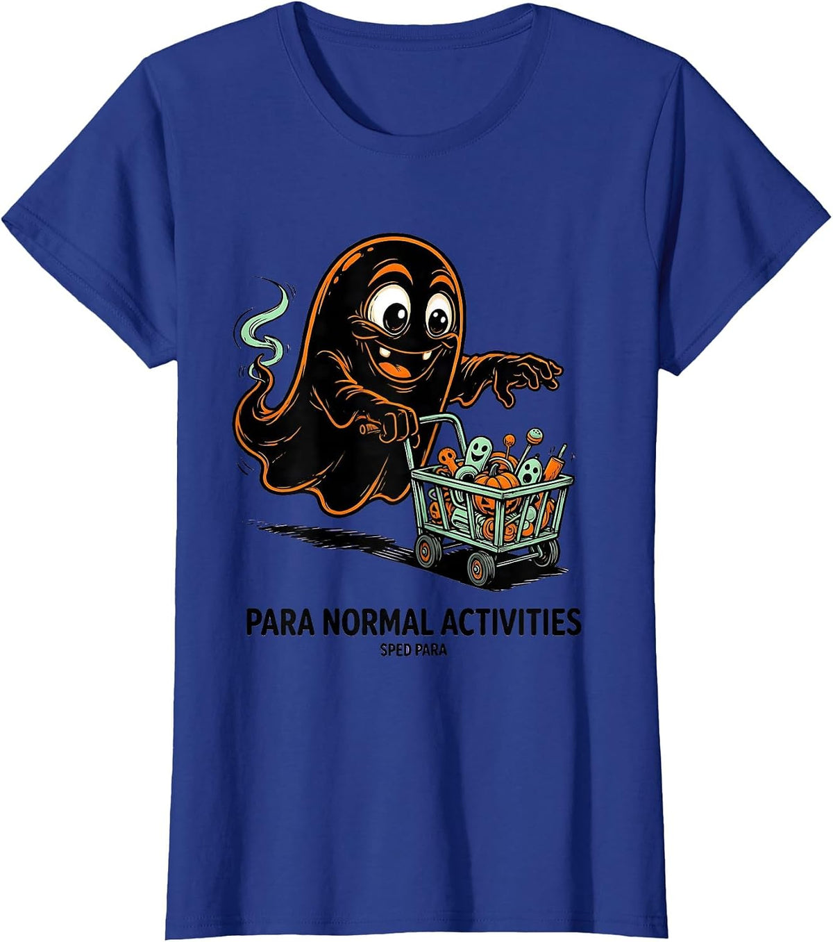 Women's Para Normal Activities SPED Para Ghost Halloween Teacher T-Shirt - Royal Blue