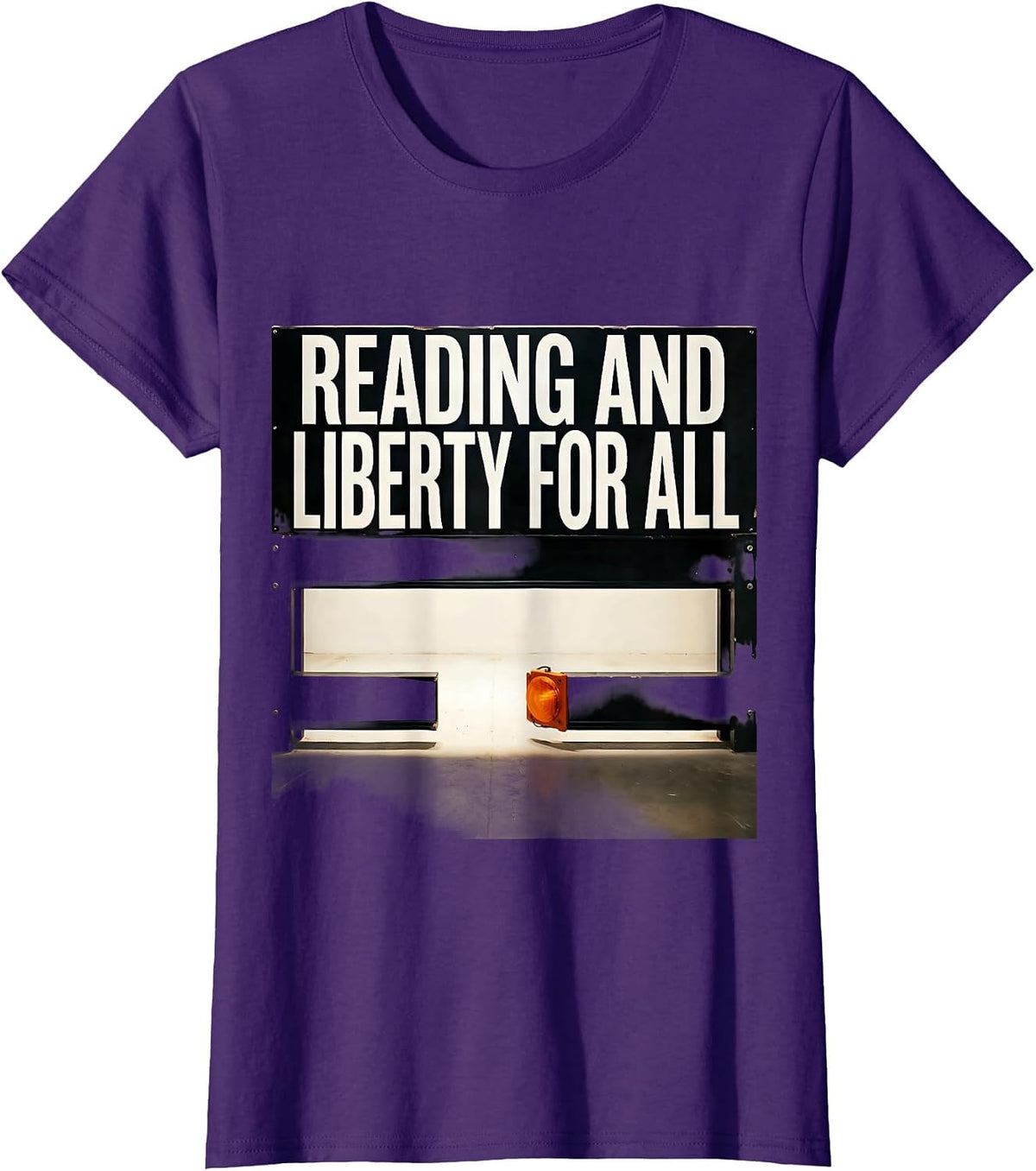 Women's Reading And Liberty For All Brutalist Literacy Justice T-Shirt - Purple