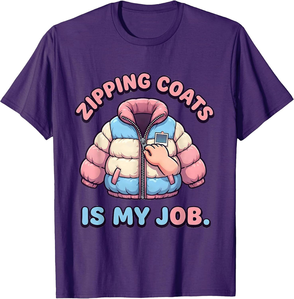 Zipping Coats Is My Job Cute Kawaii Paraeducator T-Shirt - Purple