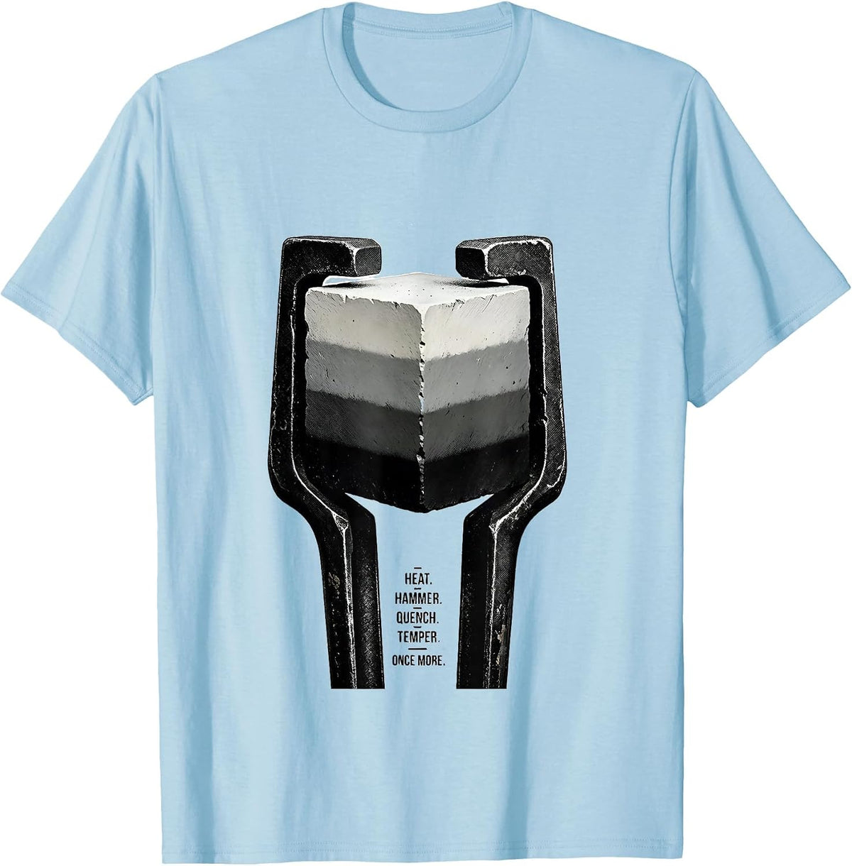 Men's Heat Hammer Quench Temper Once More Blacksmith Forge T-Shirt - Baby Blue