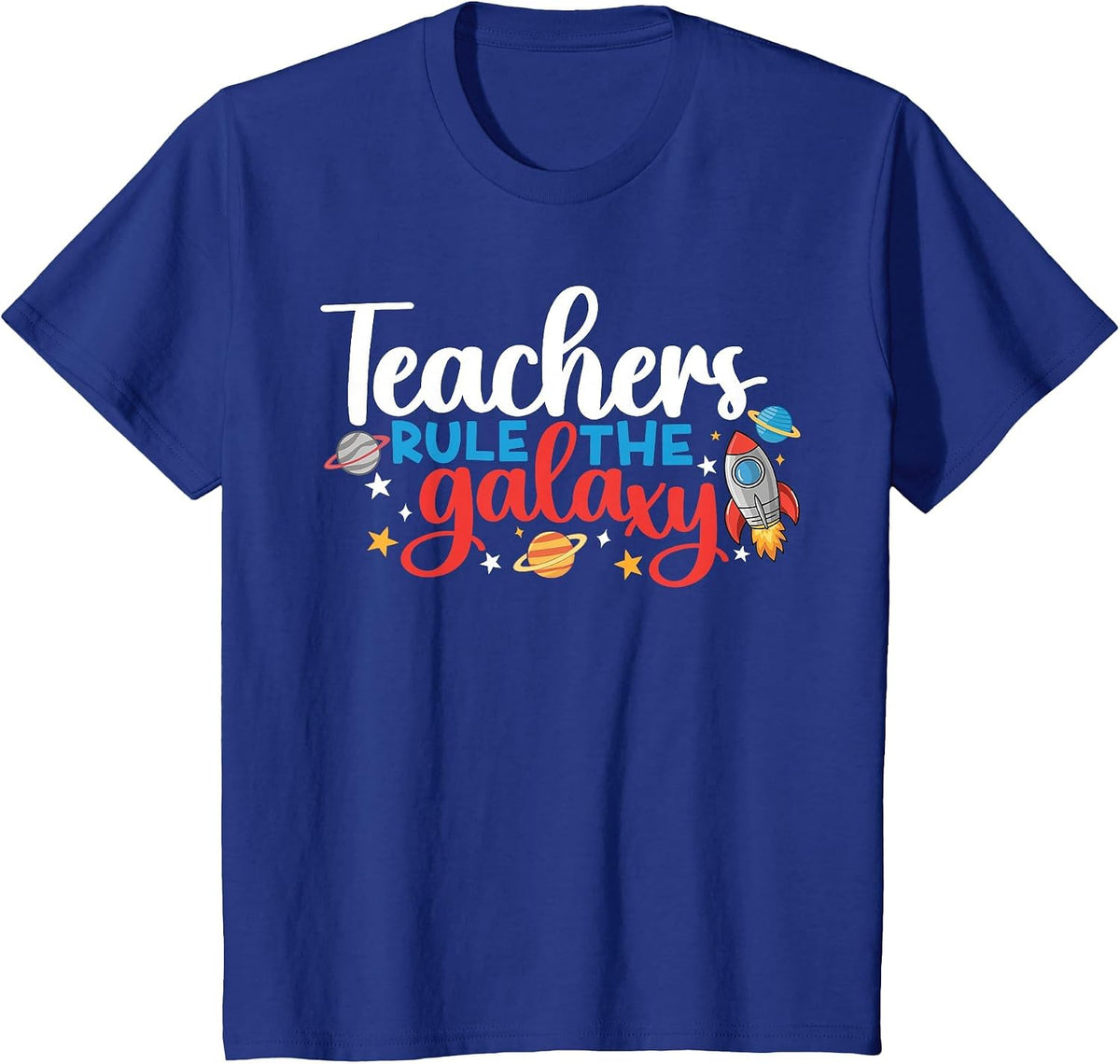 Space Lover Teacher Life Back to School Space Rocket T-Shirt - Royal Blue