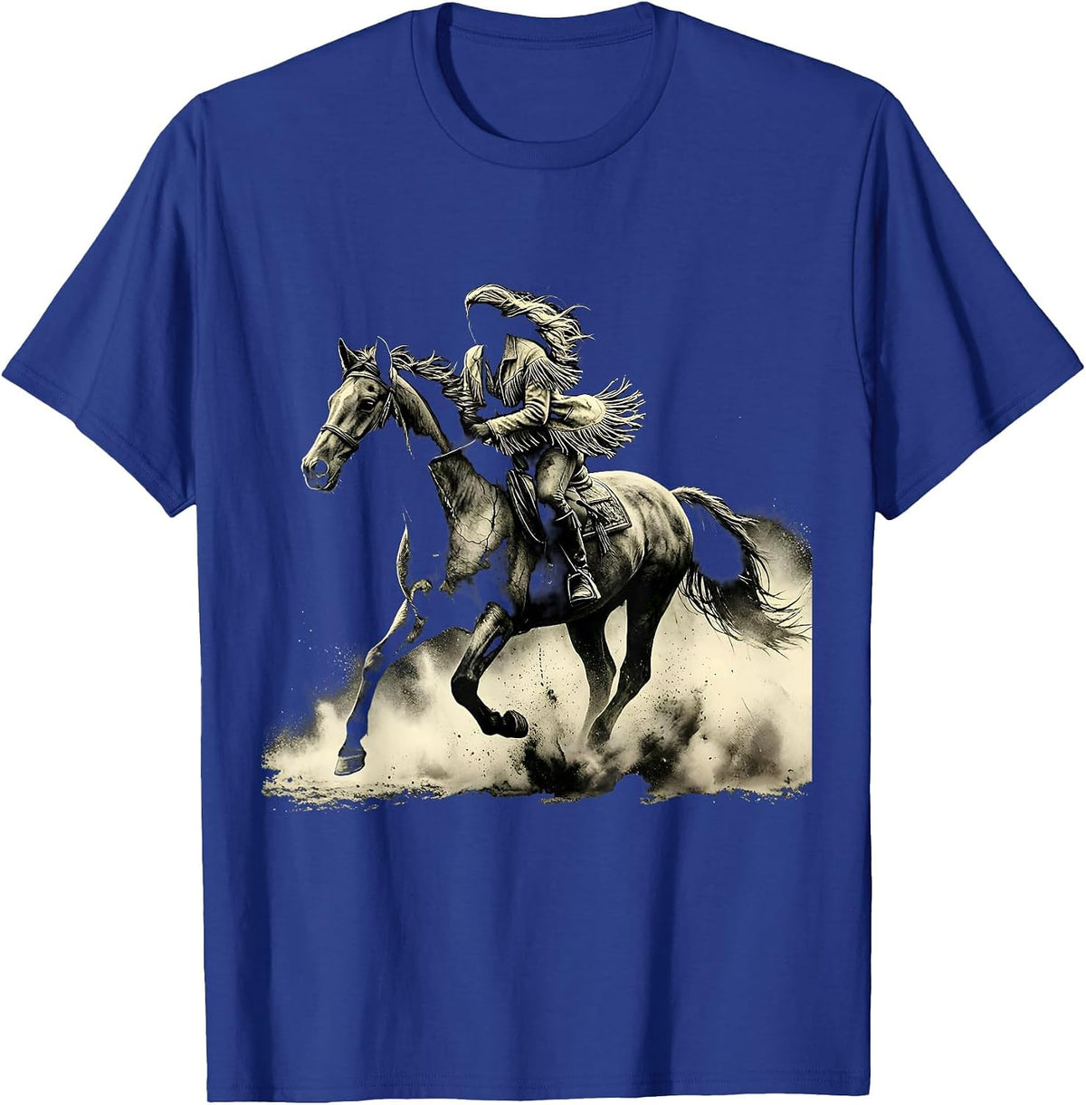 Men's Galloping Horse Desert Dust Rodeo Graphic T-Shirt - Royal Blue