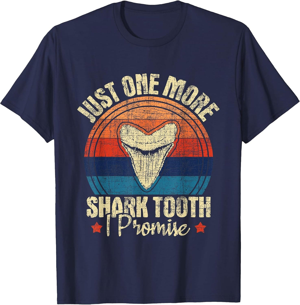 Just One More Shark Tooth I Promise - Retro Fossil T-Shirt - Navy Blue