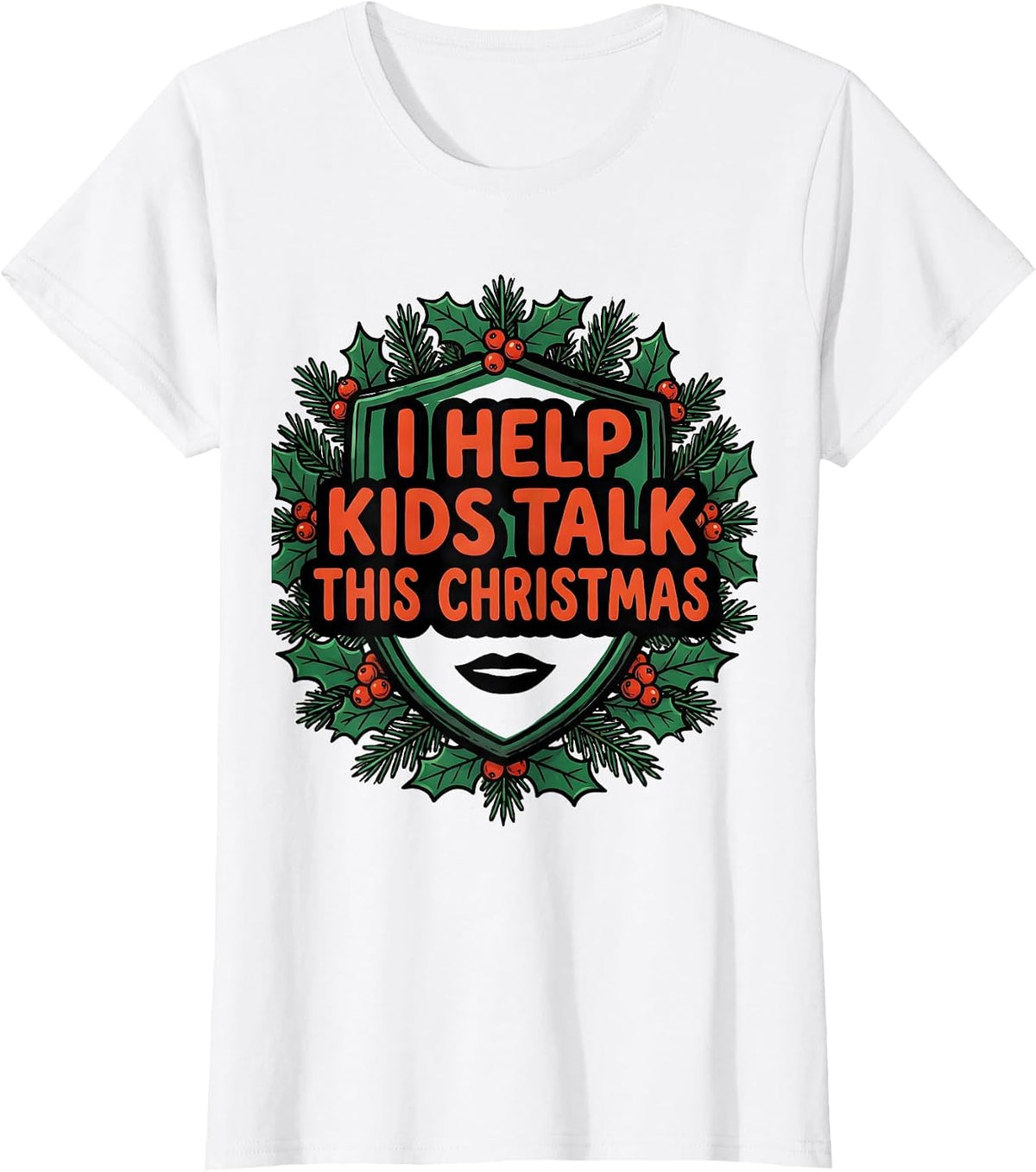 Women's I Help Kids Talk This Christmas Retro Speech Therapist SLP T-Shirt - White