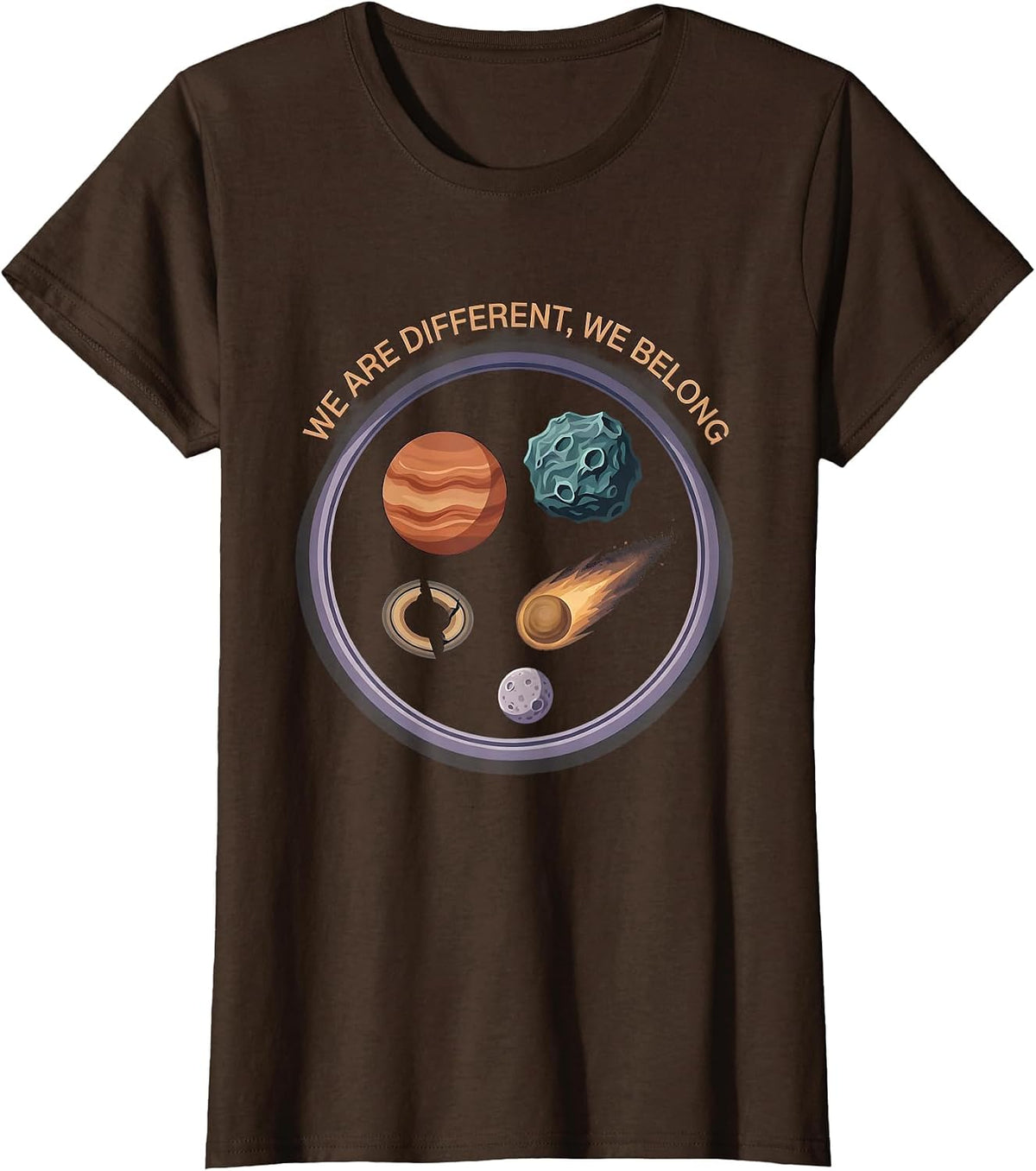 Women's We Are Different We Belong Neurodiverse Universe Special Ed T-Shirt - Brown