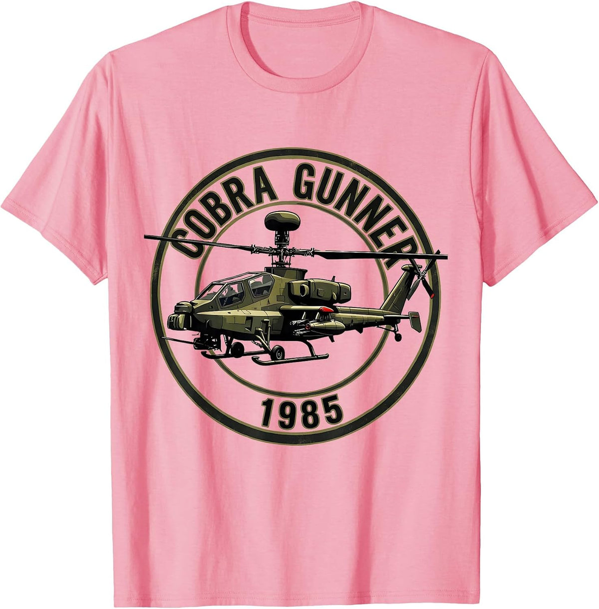 Men's Cobra Gunner 1985 Military Helicopter Pilot Veteran Pride T-Shirt - Pink