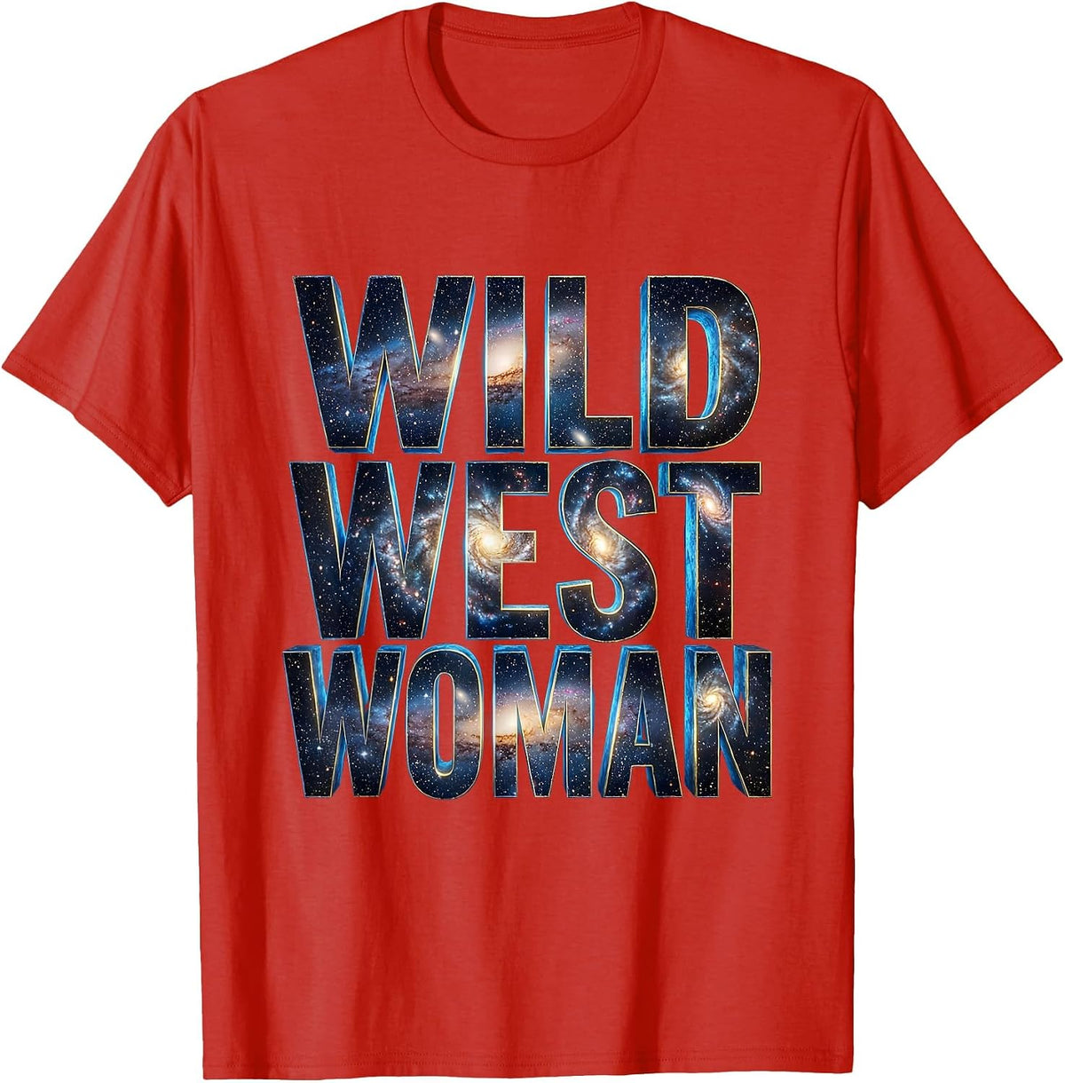 Men's Wild West Woman Western Graphic Design T-Shirt - Red